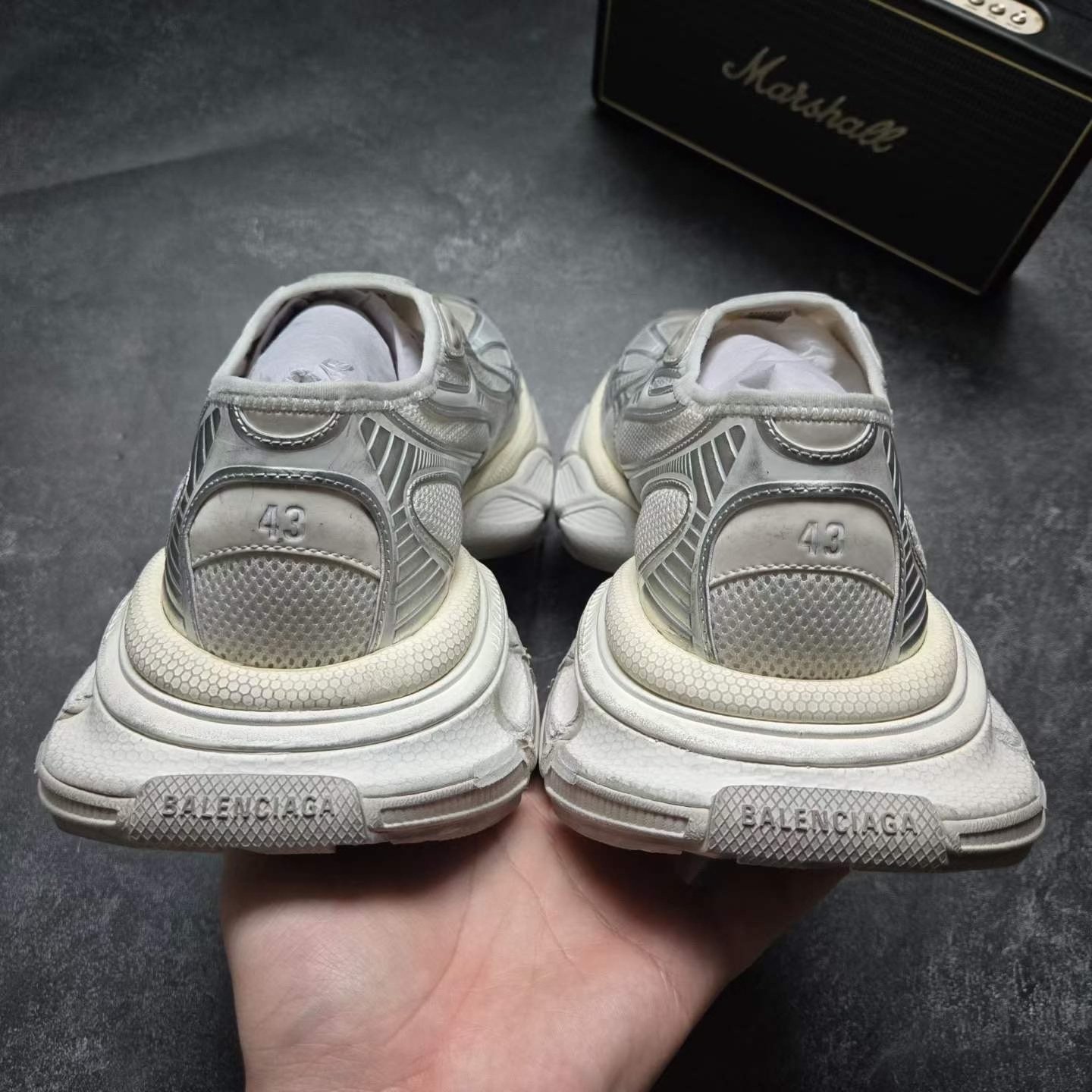 Balenciaga 3XL Gray White Slip-On Sneakers — detail