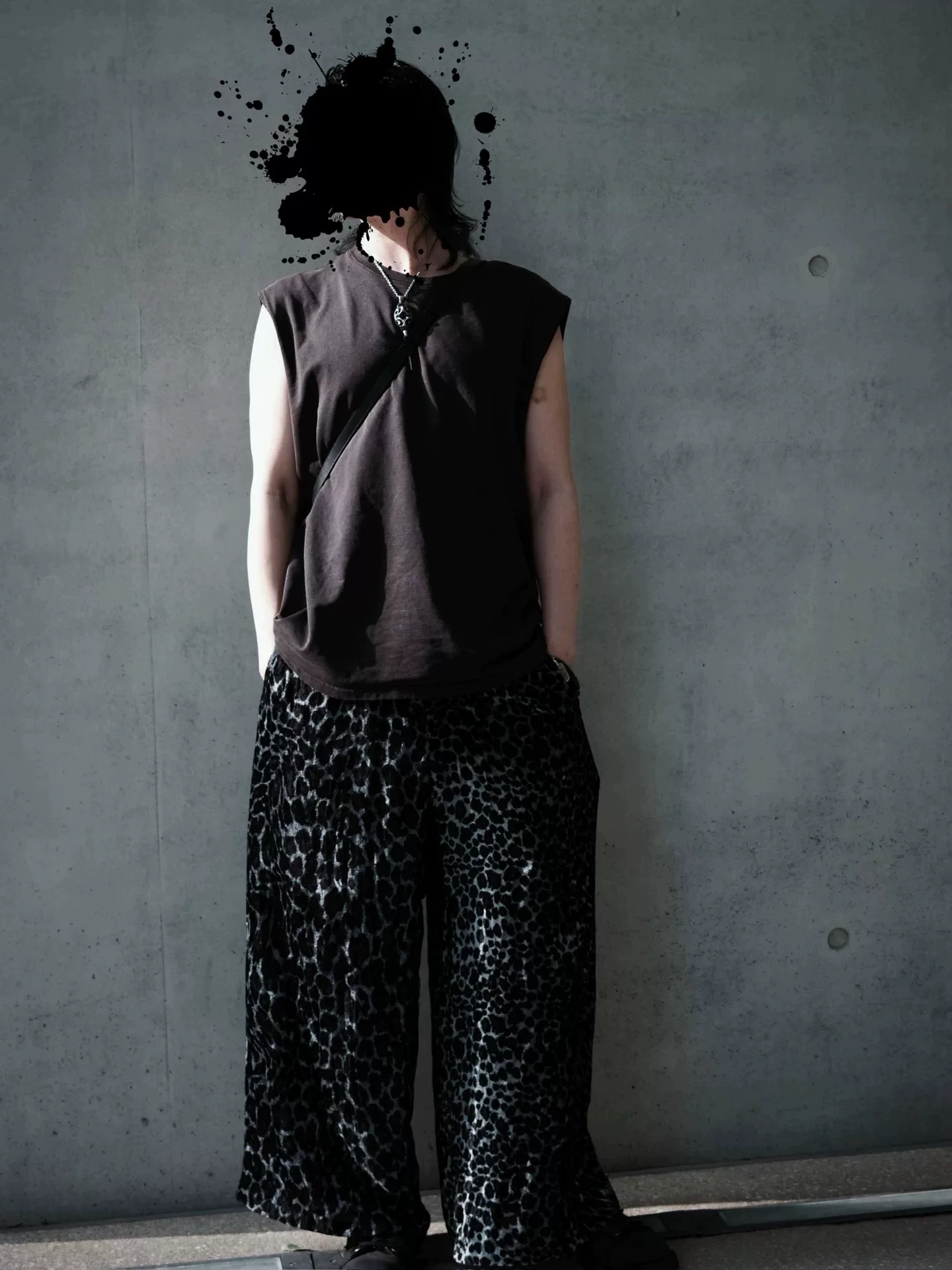 Yohji Yamamoto 19ss Leopard Velvet Wide-Leg Pants — label