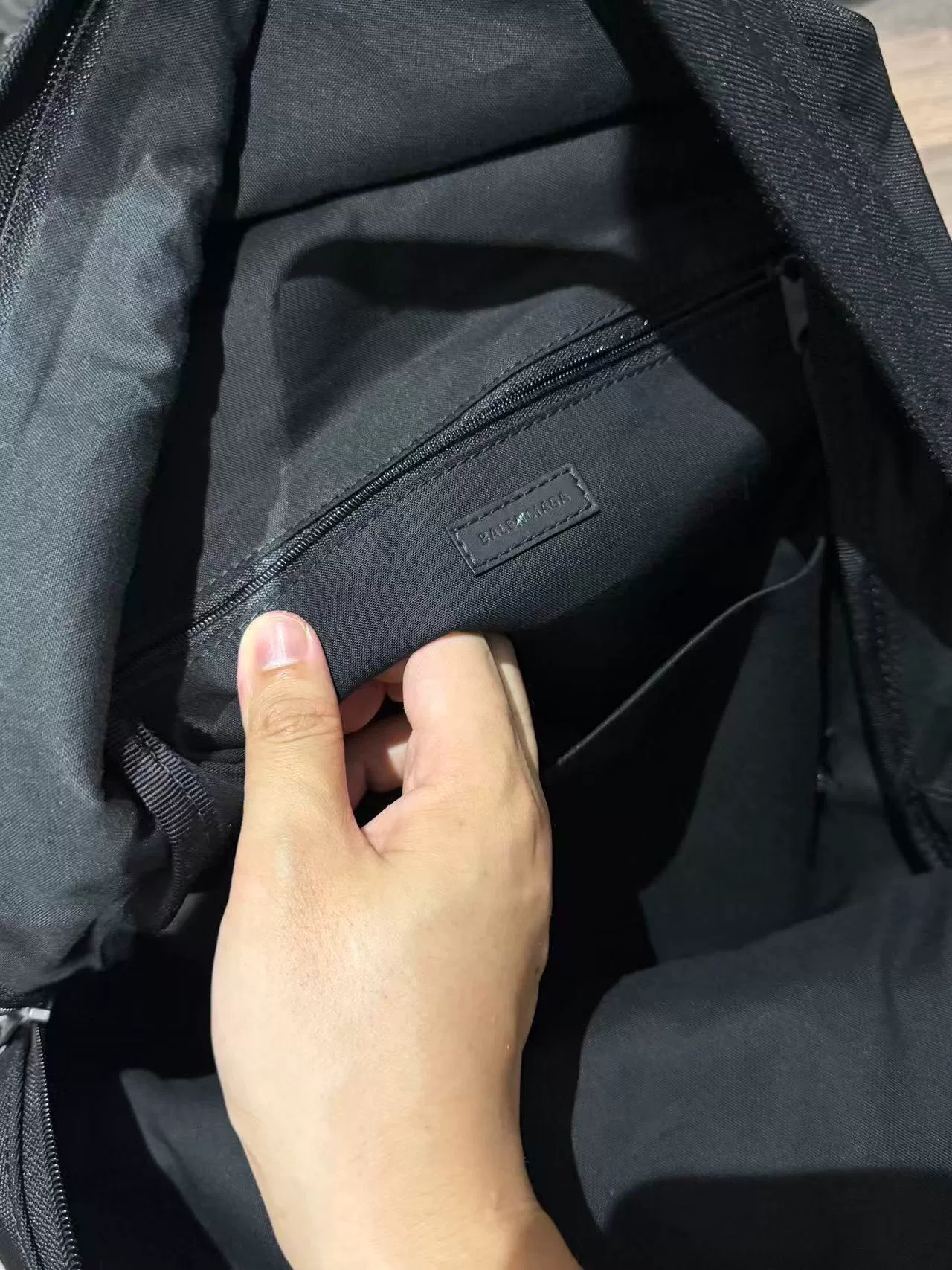 Balenciaga Logo Black Backpack — label