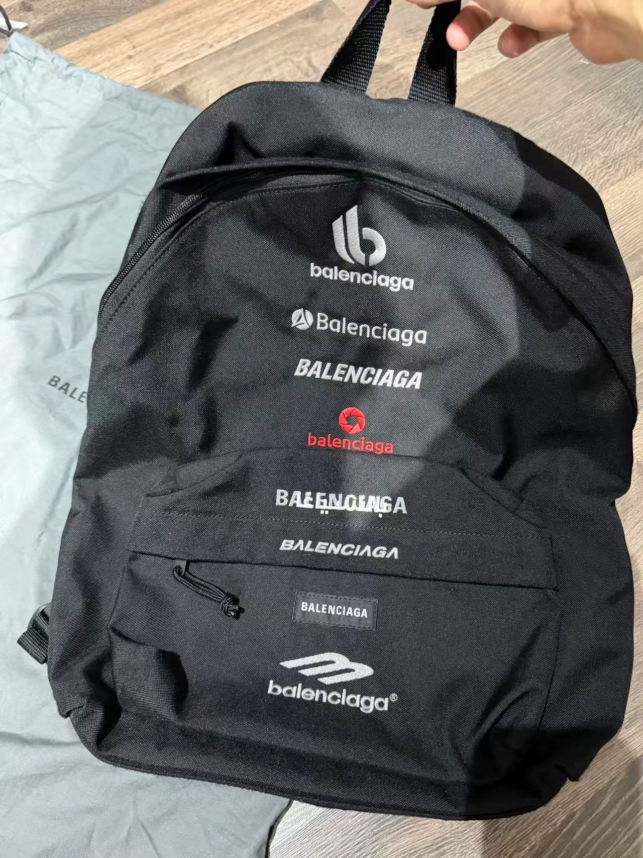 Balenciaga Logo Black Backpack — front
