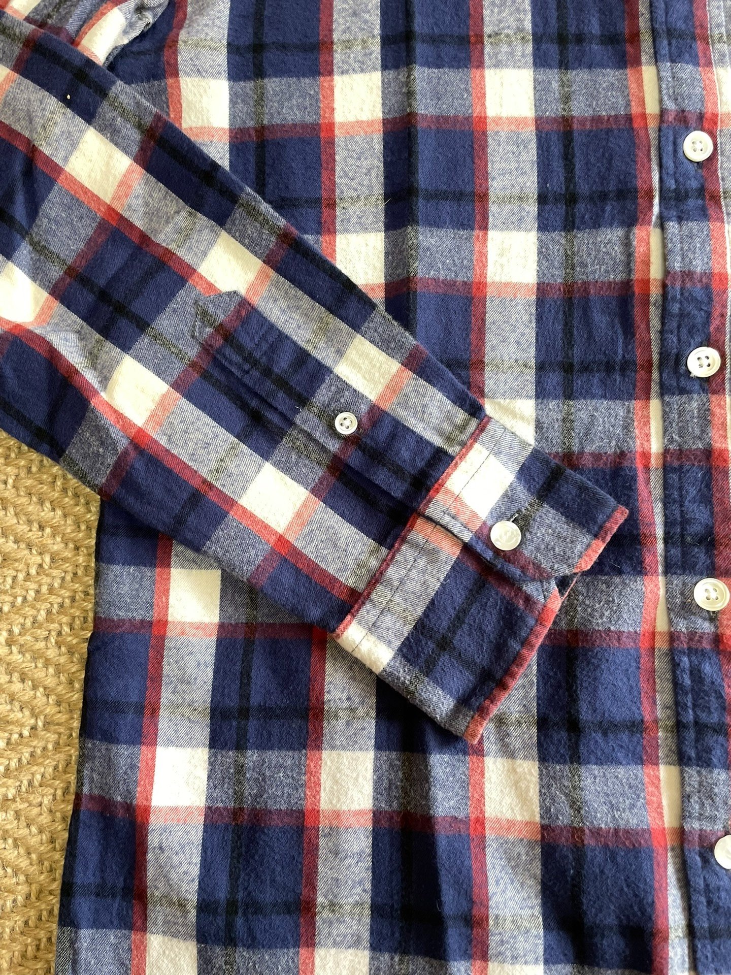 Denim by Vanquish & Fragment Plaid Flannel Shirt — label