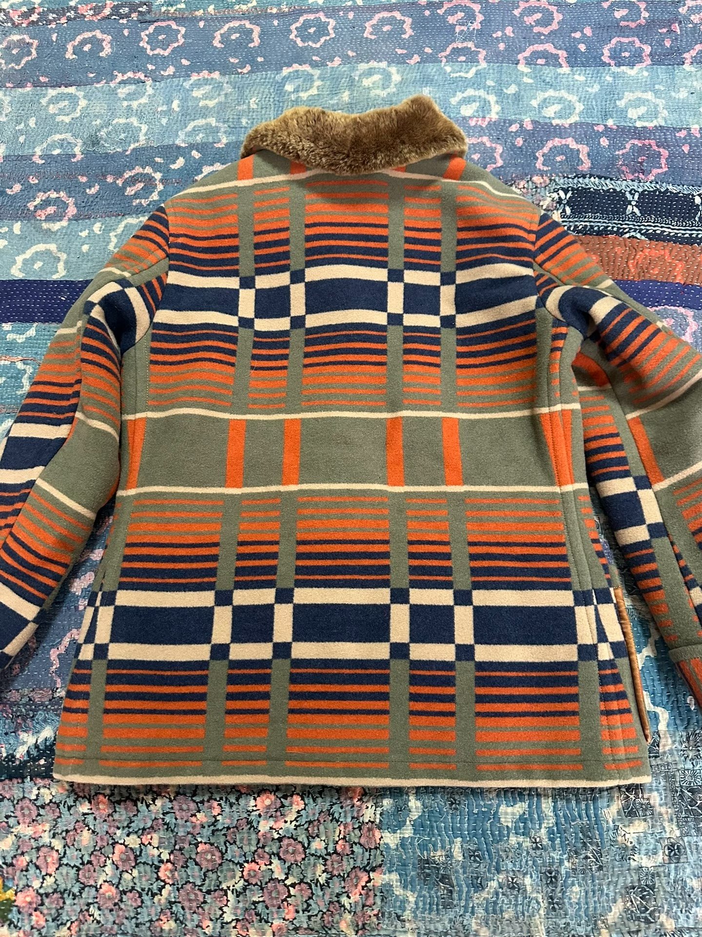 RRL Plaid Fur Collar Jacket — front