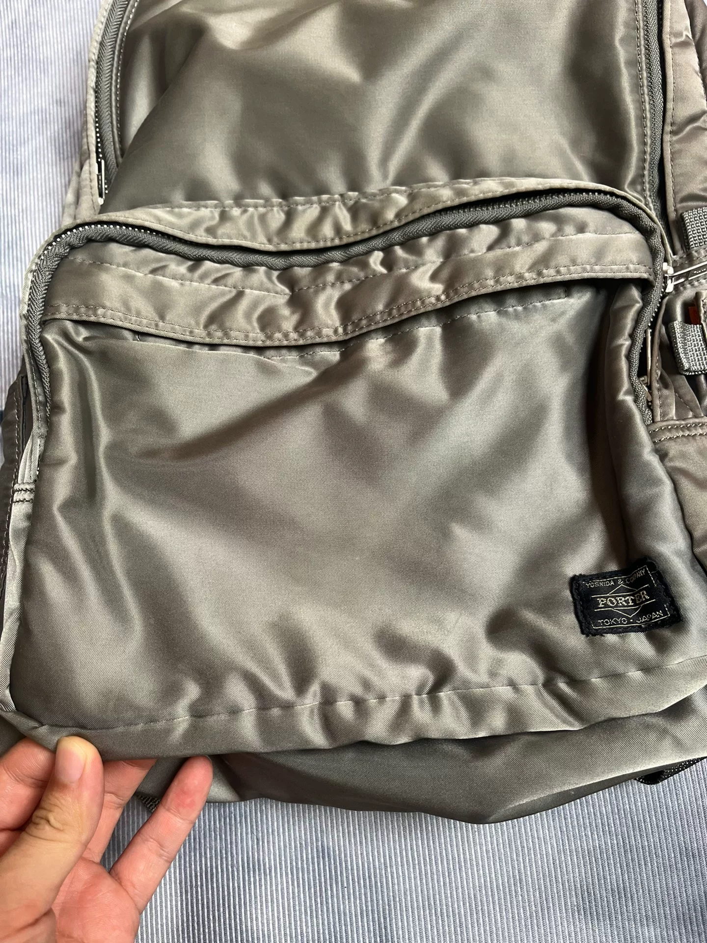 Porter Tanker Silver Gray Backpack — front