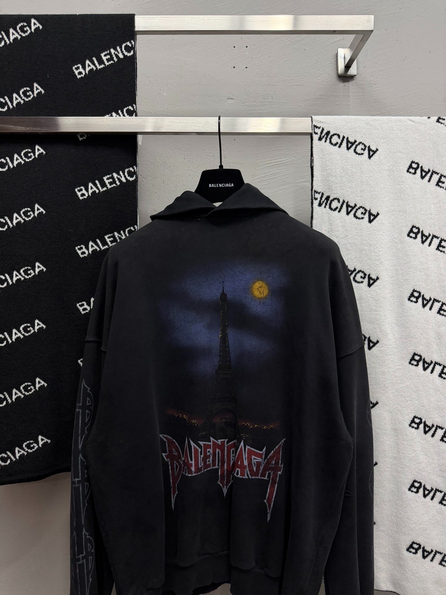 Balenciaga Black Eiffel Tower Hoodie — front