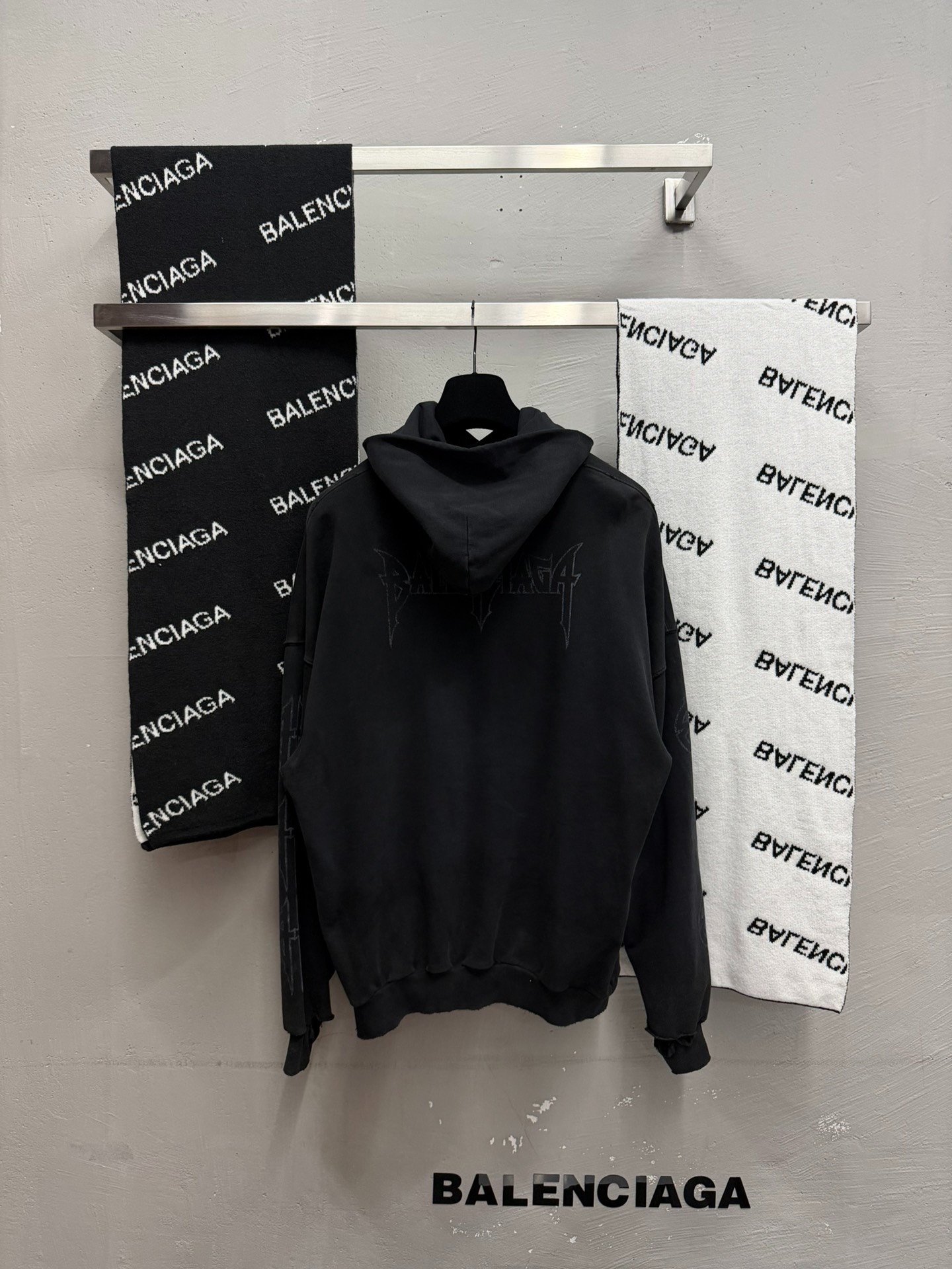 Balenciaga Black Eiffel Tower Hoodie — detail