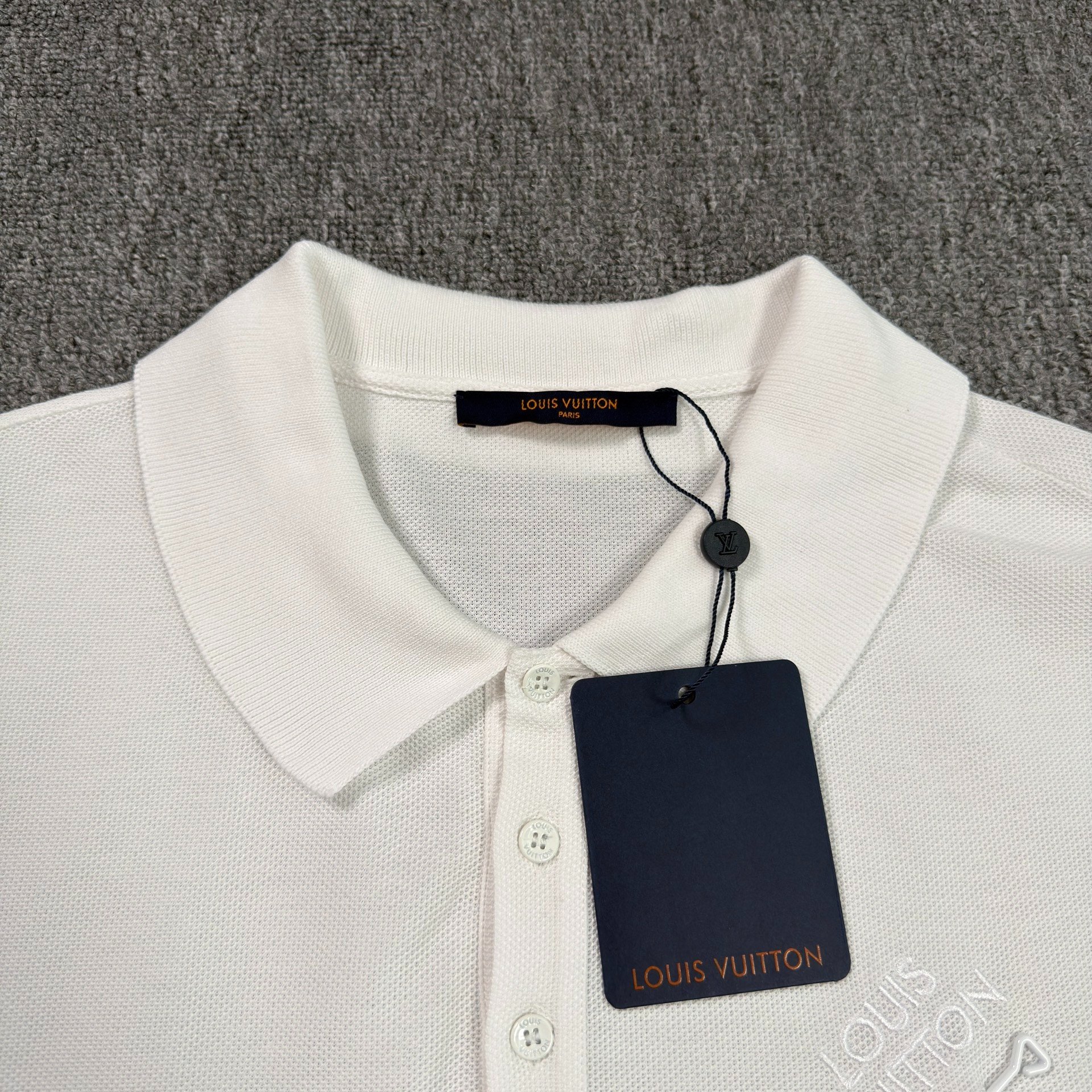 Louis Vuitton Embroidered Logo White Polo — detail