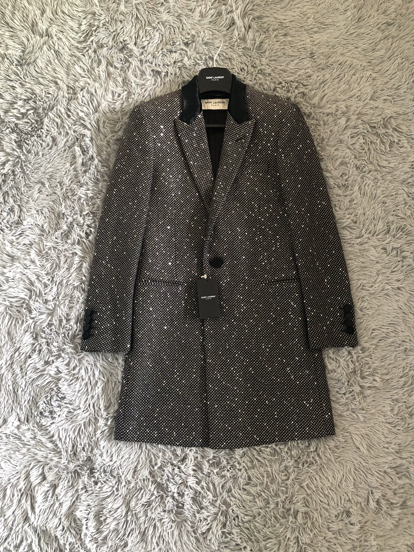 Saint Laurent 18FW Sequin Embroidered Coat