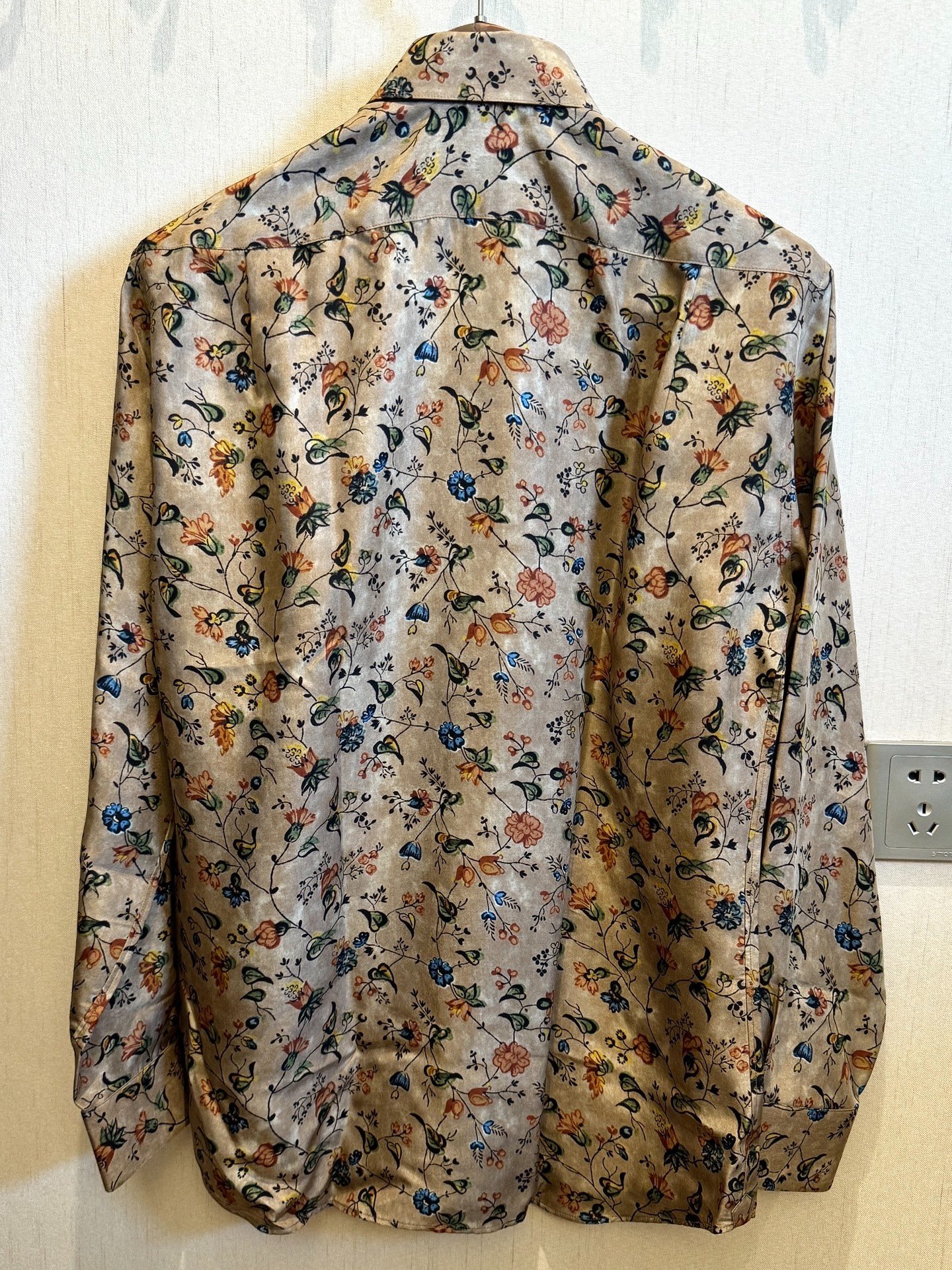 Loro Piana Silk Floral Bird Print Shirt — front