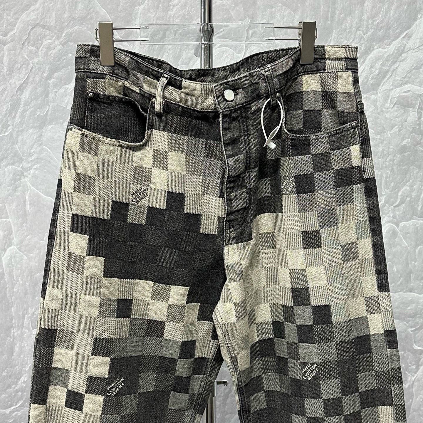 Louis Vuitton SS25 Mosaic Checkerboard Denim Pants — front