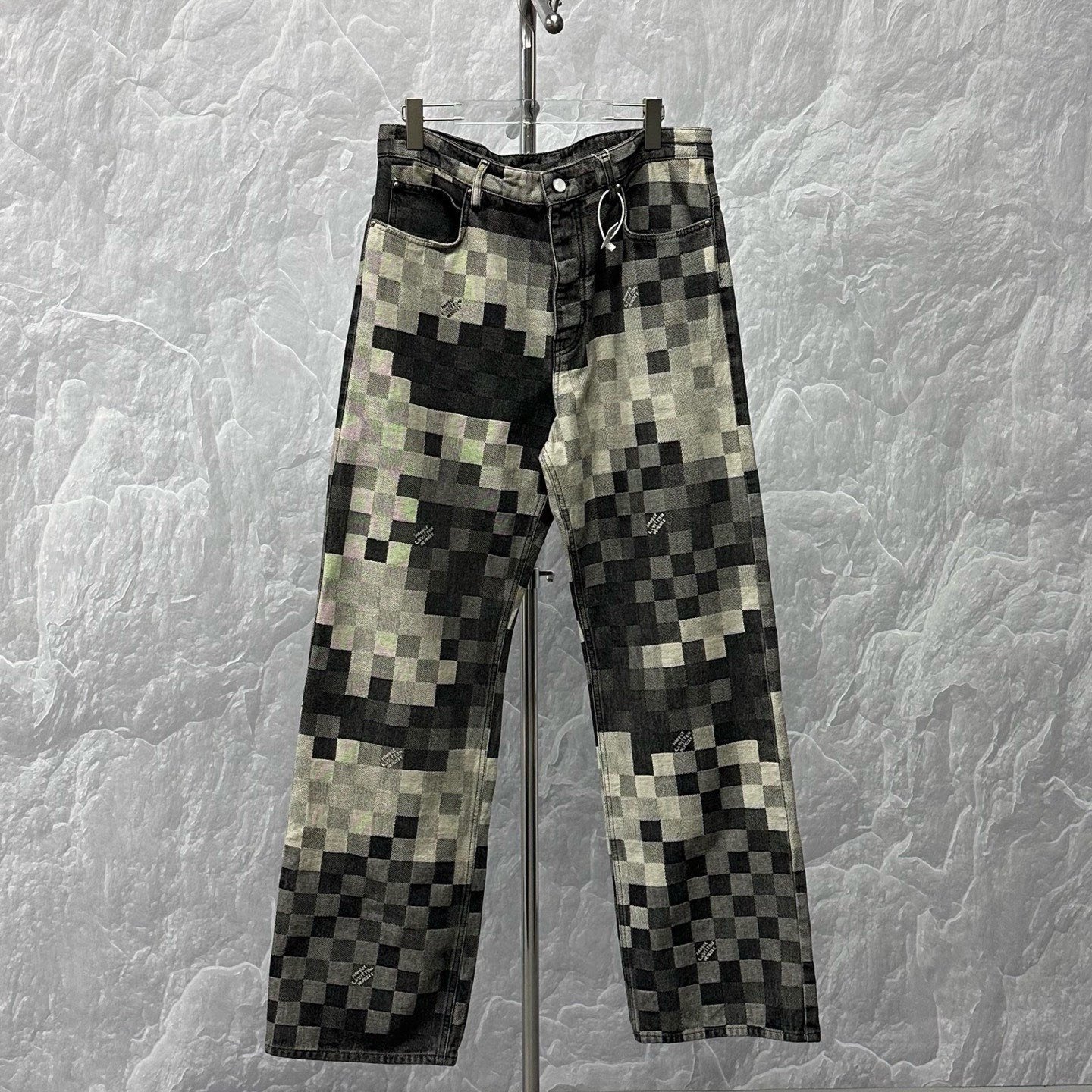 Louis Vuitton SS25 Mosaic Checkerboard Denim Pants