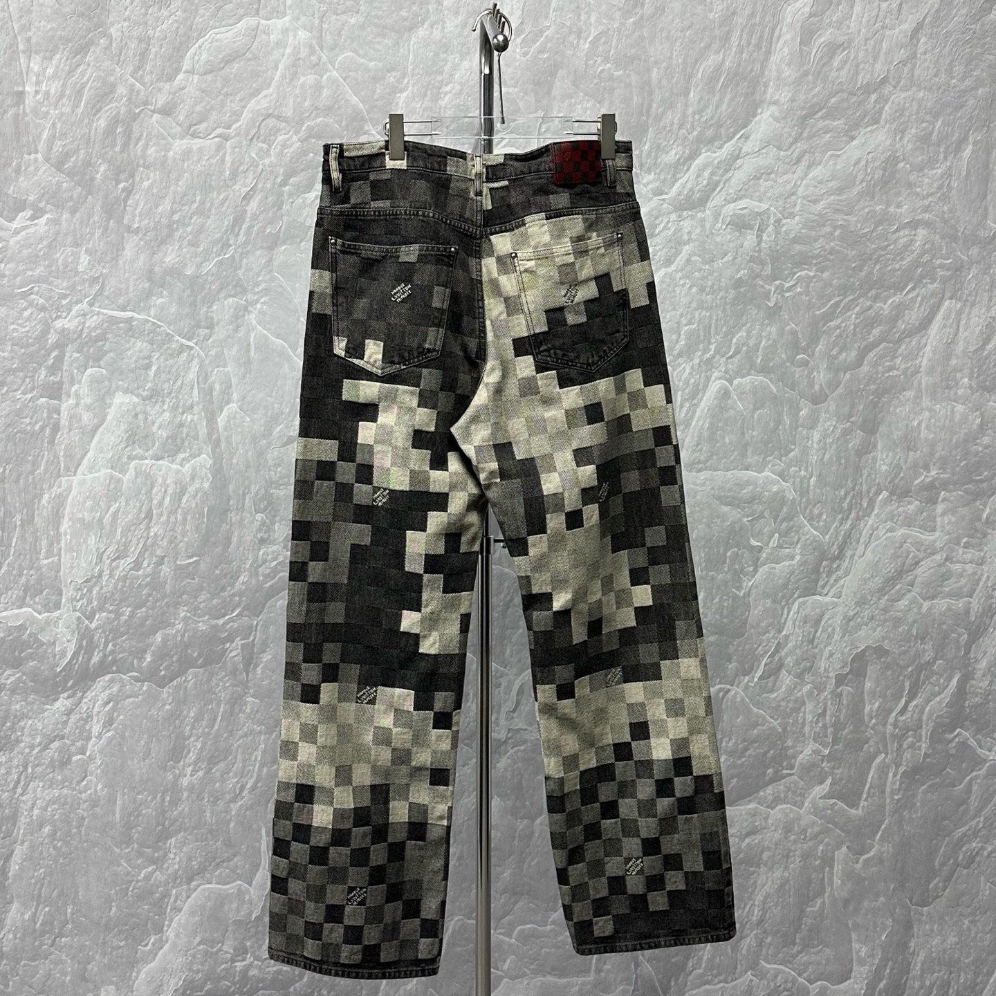 Louis Vuitton SS25 Mosaic Checkerboard Denim Pants — back