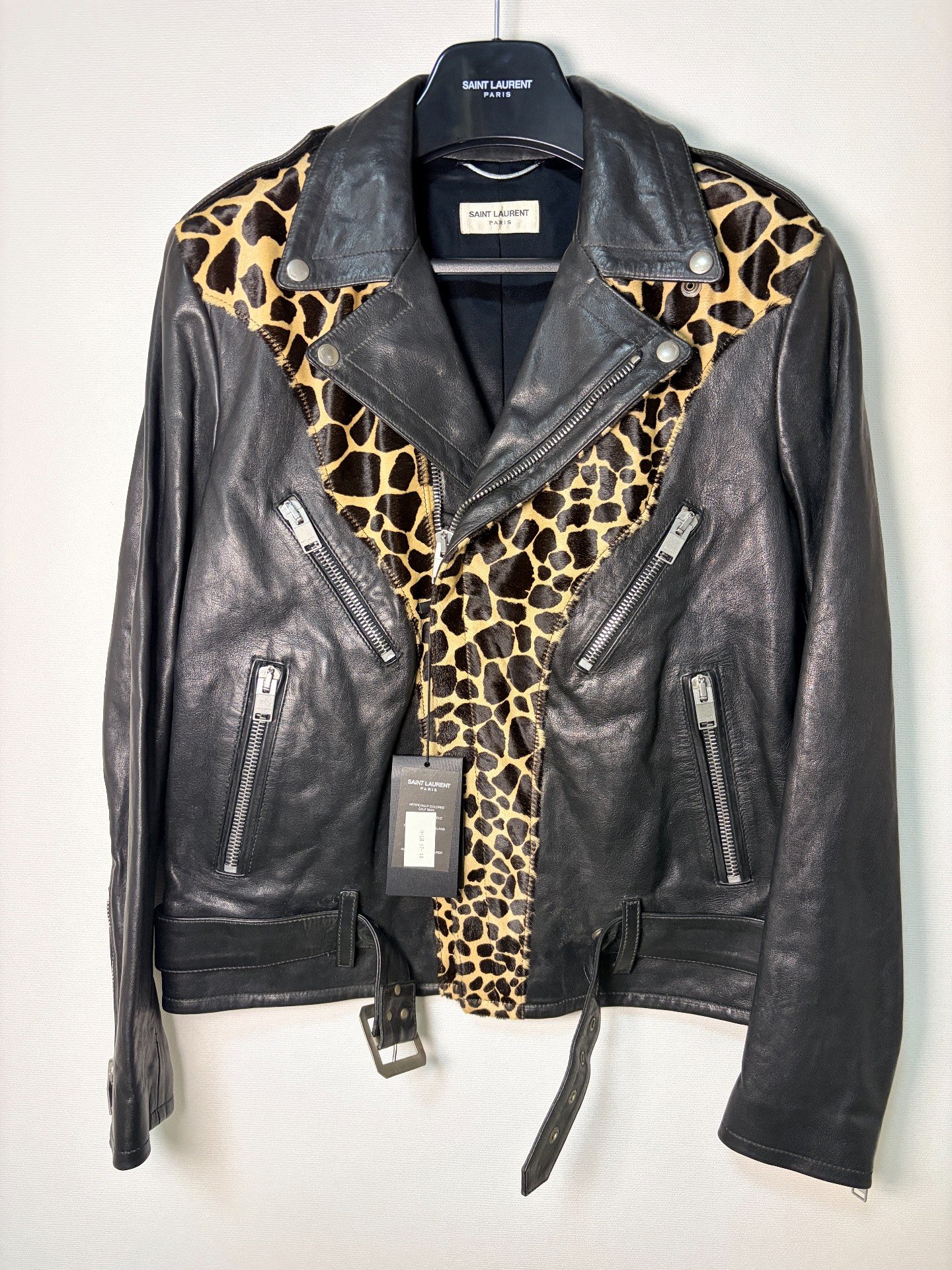 Saint Laurent Leopard Horsehair Biker Jacket