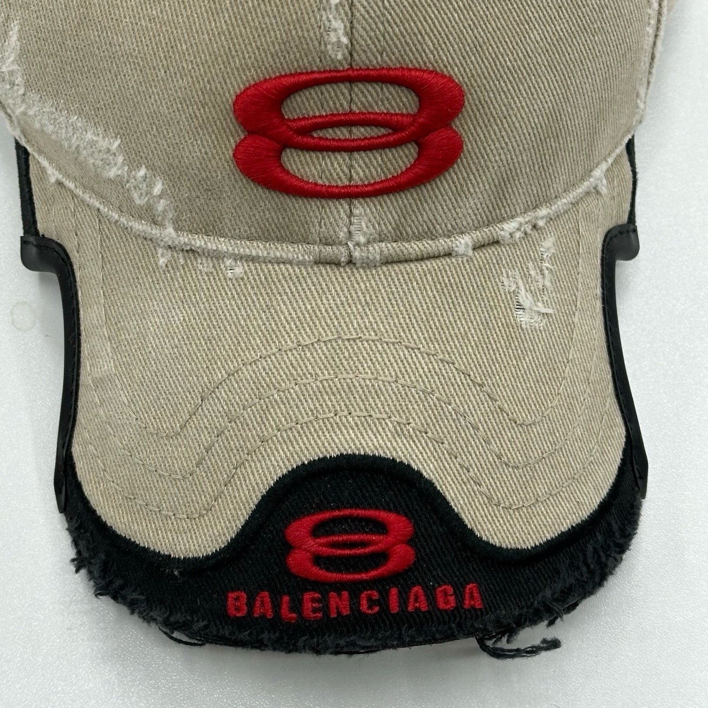 Balenciaga Distressed Embroidered Baseball Cap — front