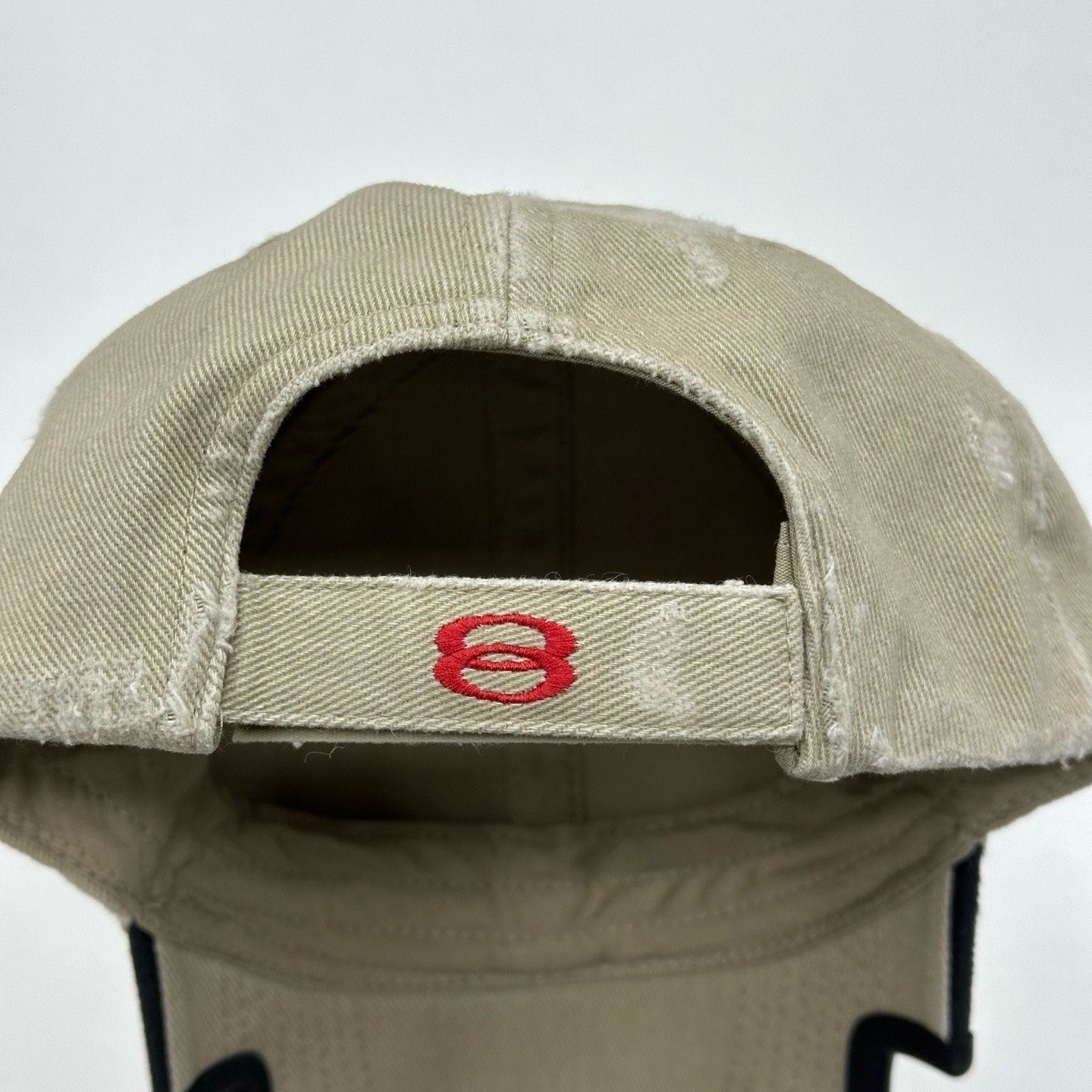 Balenciaga Distressed Embroidered Baseball Cap — detail