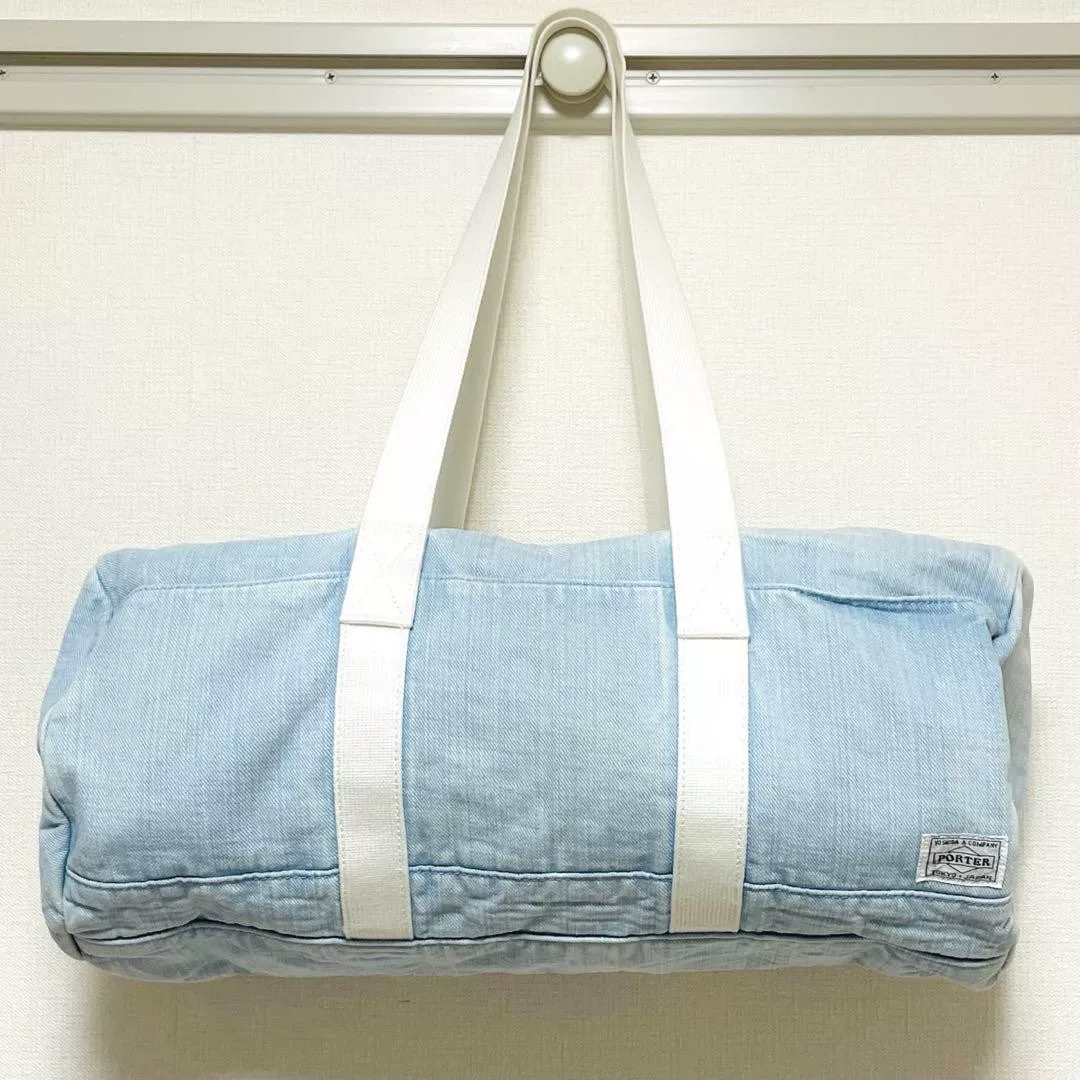 Porter Collaboration Light Blue Denim Drum Bag