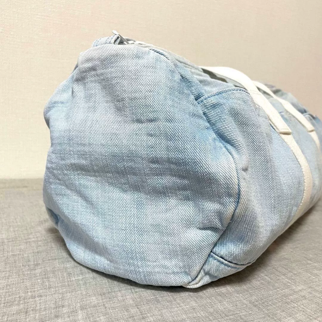Porter Collaboration Light Blue Denim Drum Bag — back
