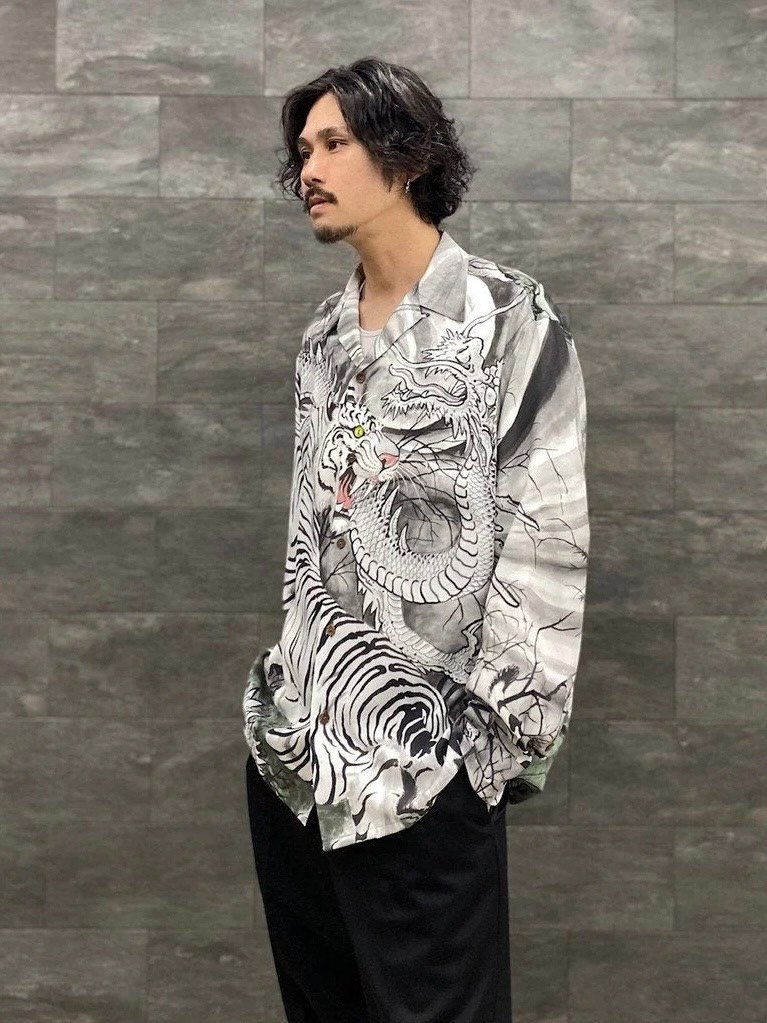Wacko Maria Dragon-Tiger Print Shirt — label