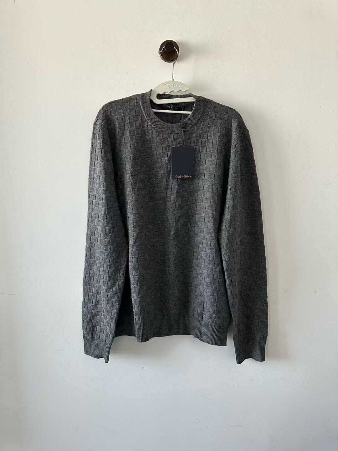 Louis Vuitton Gray Checkered Knit Sweater
