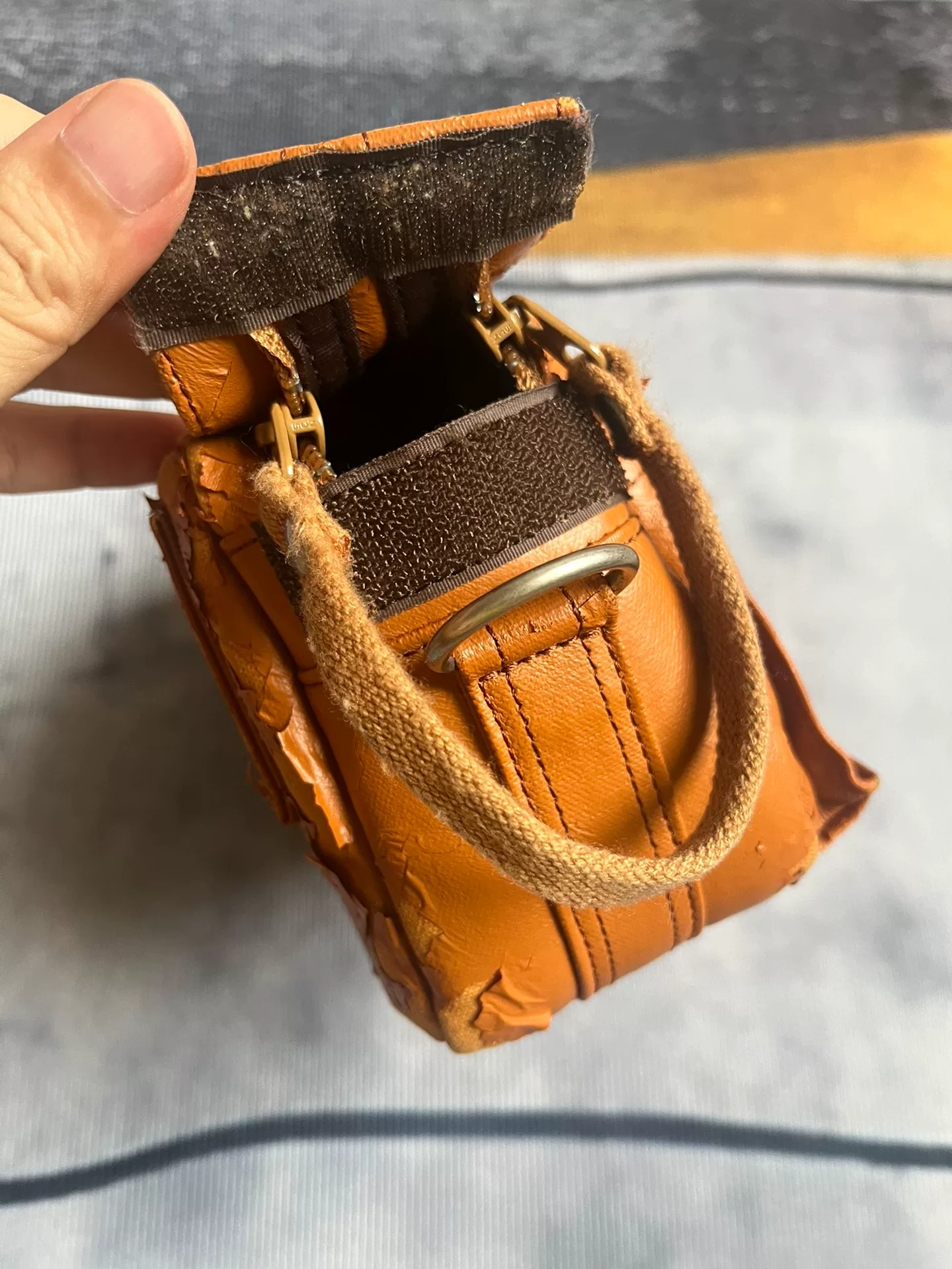 Porter Tokyo Brown Camera Shoulder Bag — label