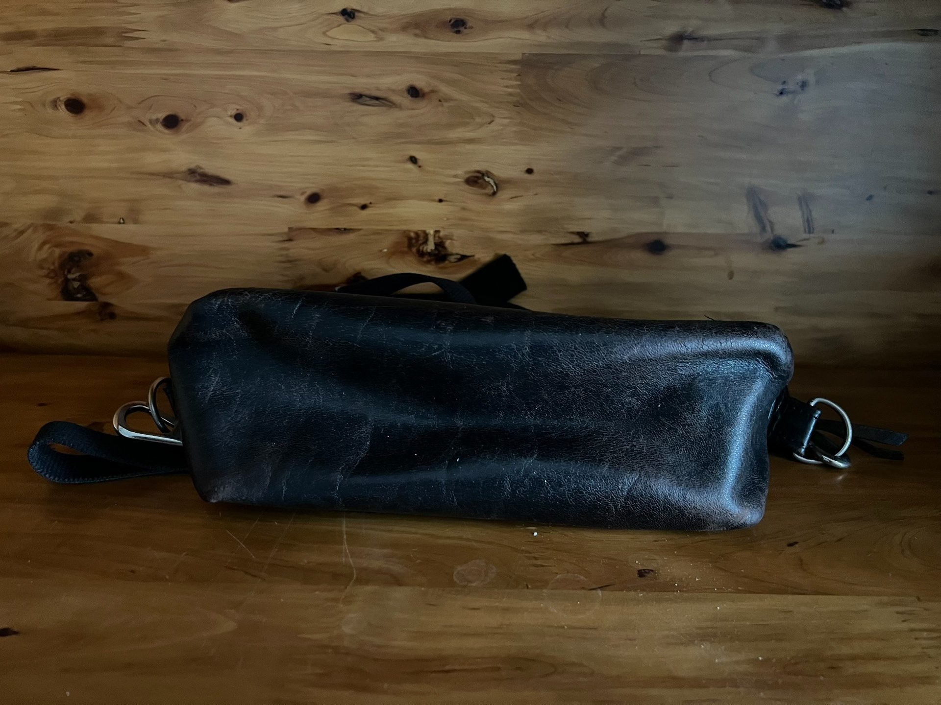 Rainbow Country Black Horse Leather Crossbody Bag — front