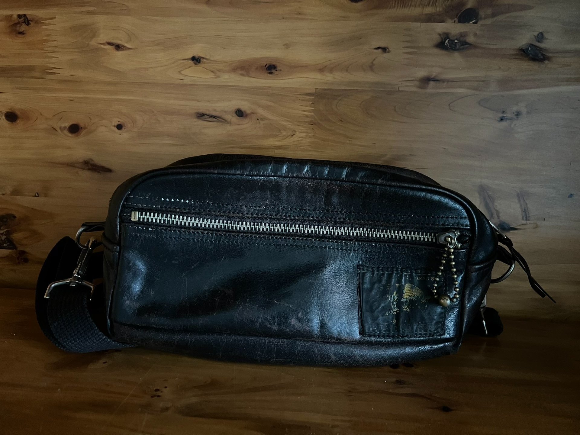 Rainbow Country Black Horse Leather Crossbody Bag