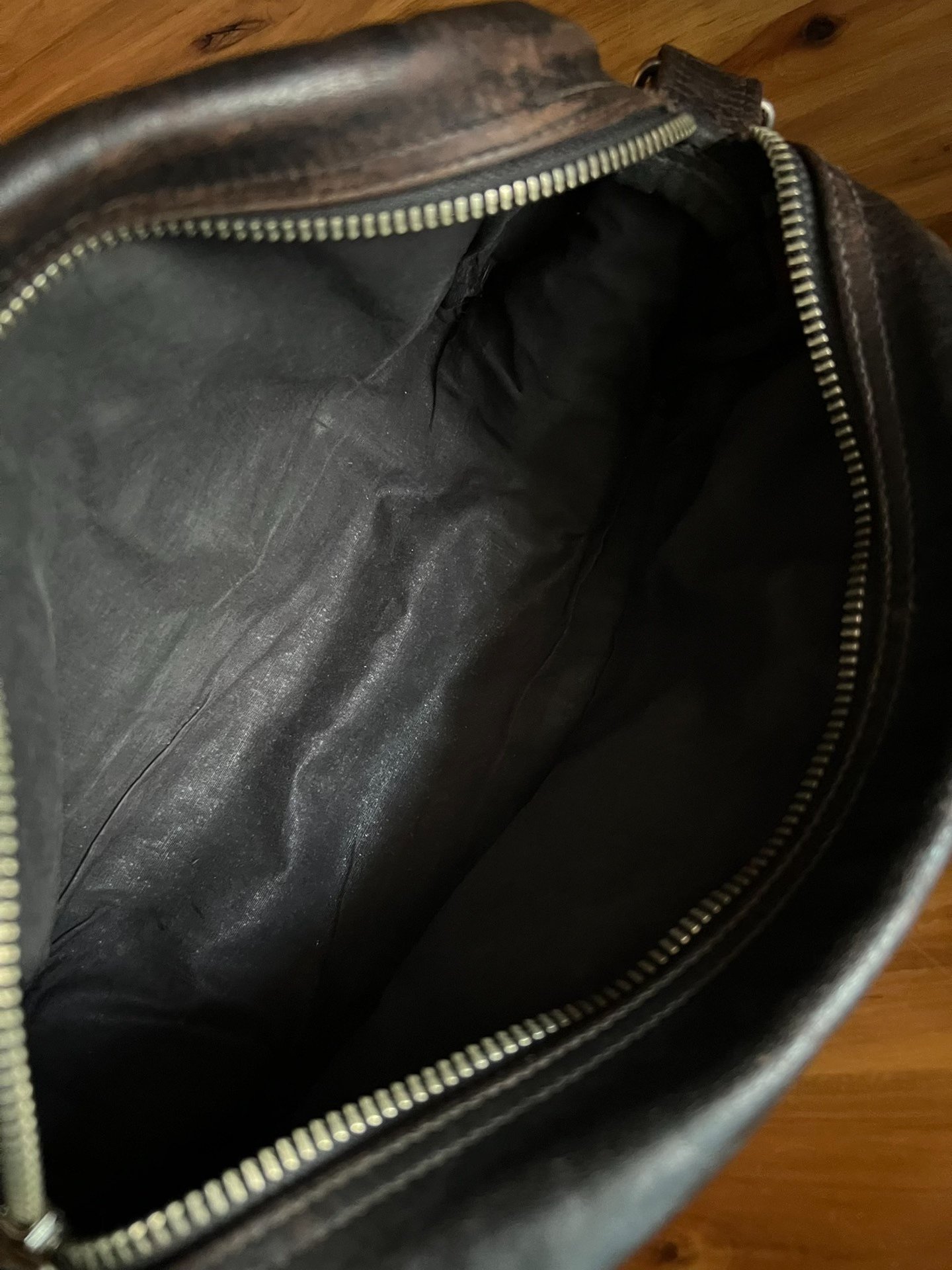 Rainbow Country Black Horse Leather Crossbody Bag — label