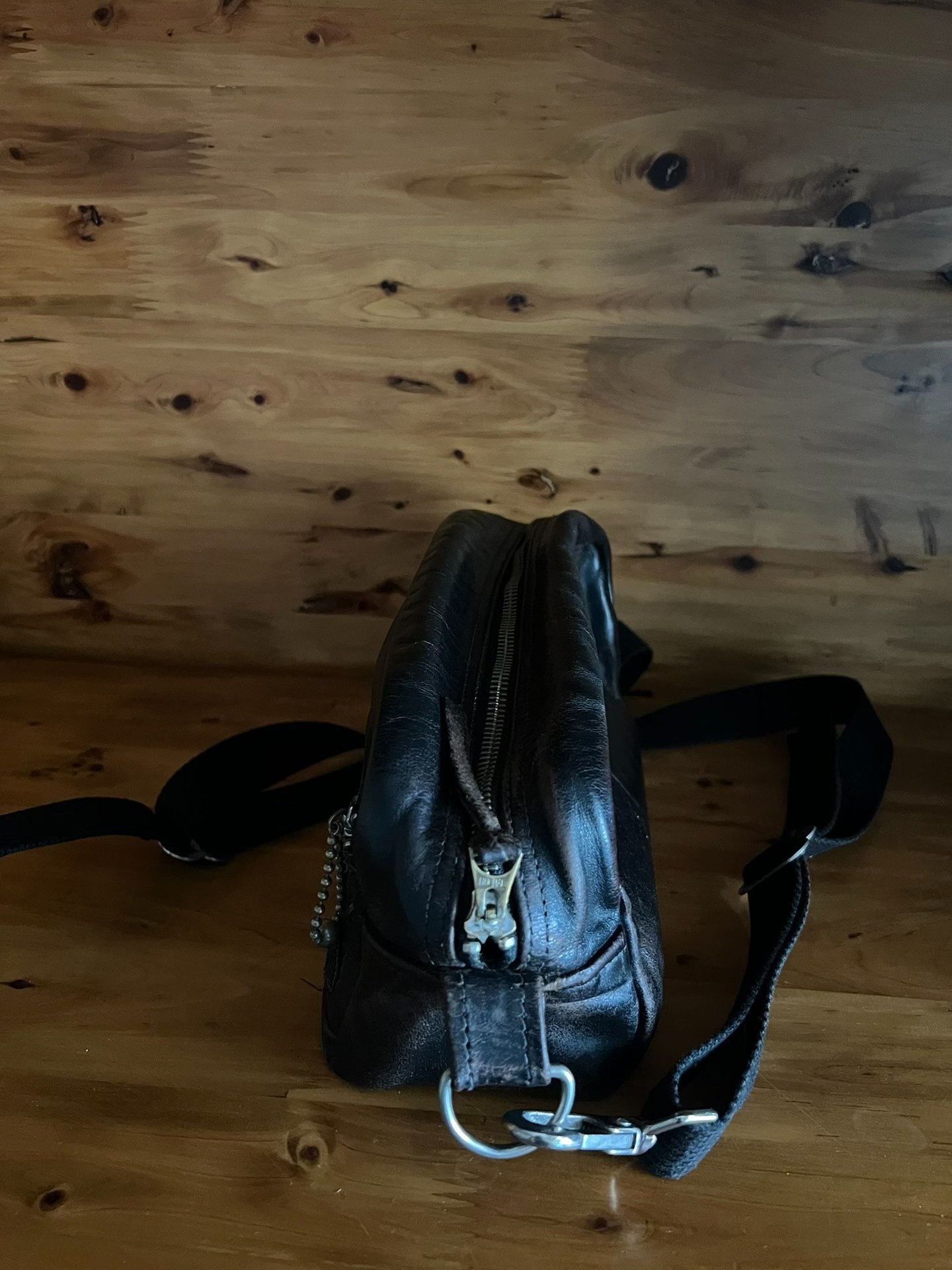 Rainbow Country Black Horse Leather Crossbody Bag — back