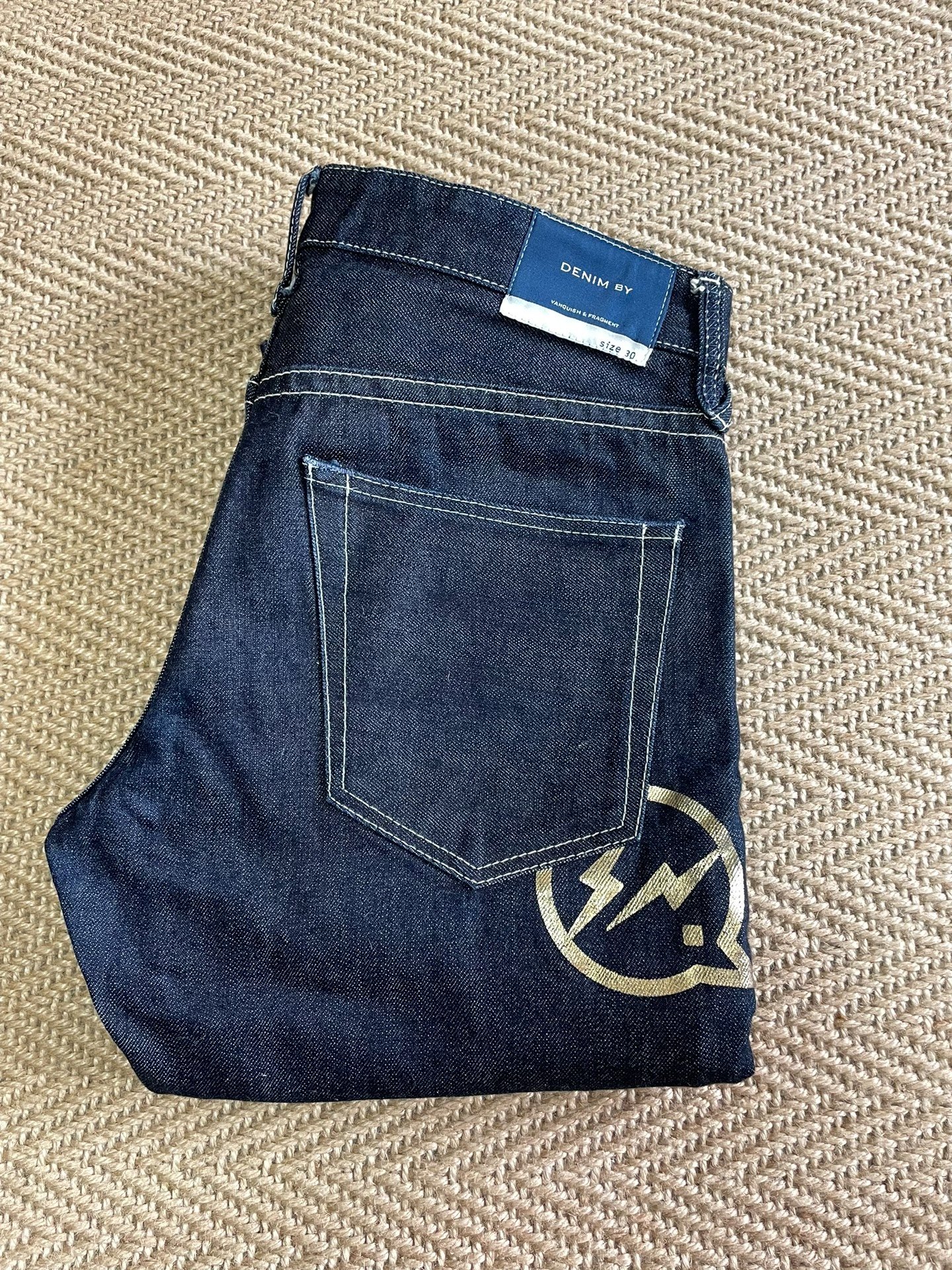 Vanquish Fragment Raw Denim Gold Lightning — detail