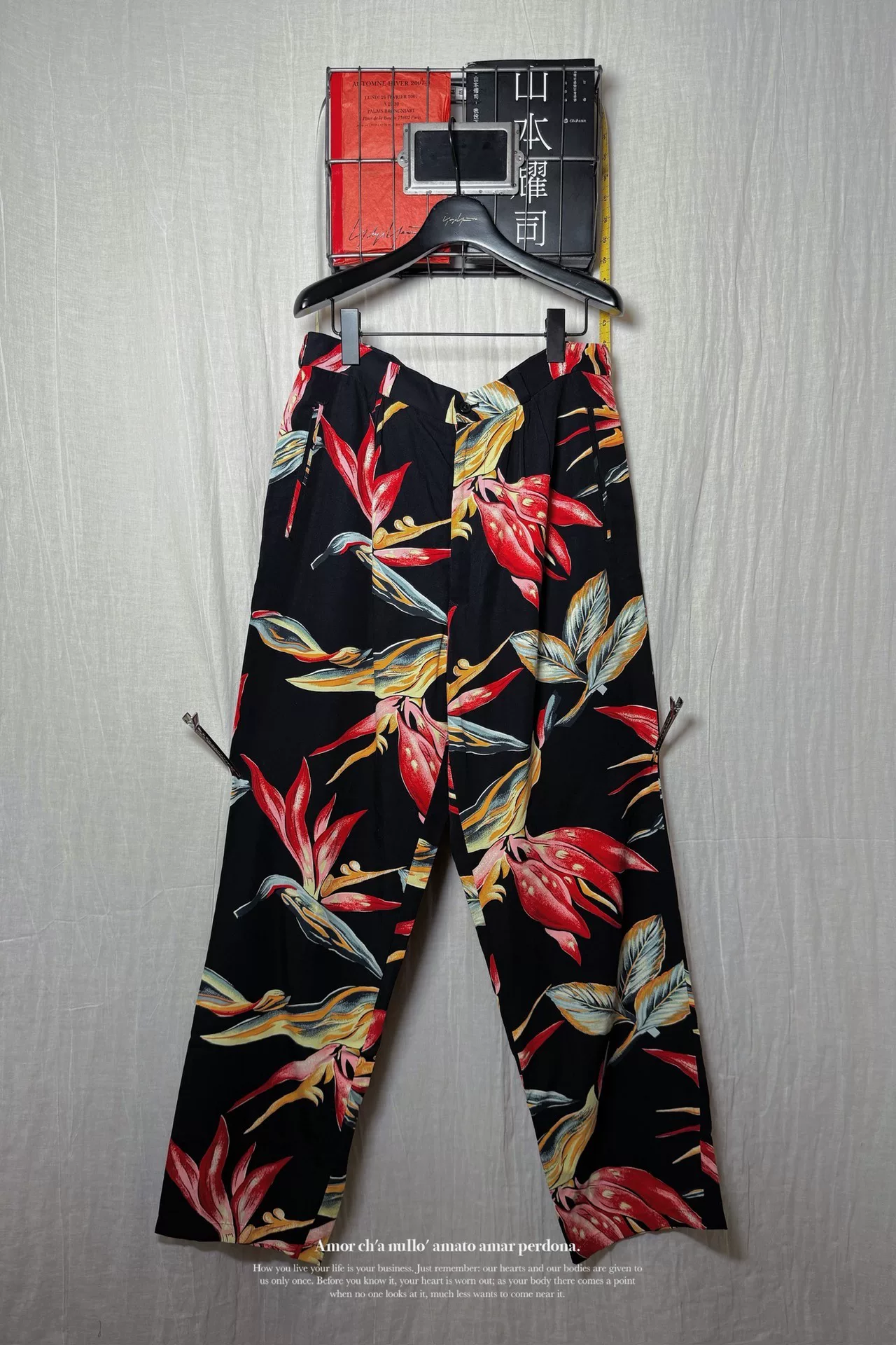Yohji Yamamoto 97SS Baroque Floral Bird Pants — detail