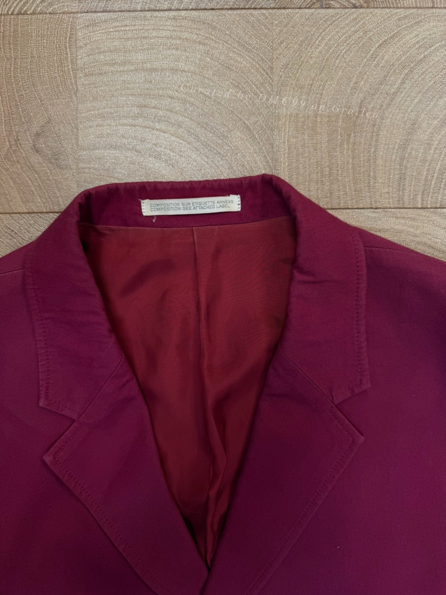 Yohji Yamamoto 90SS Red Runway Suit Jacket — detail