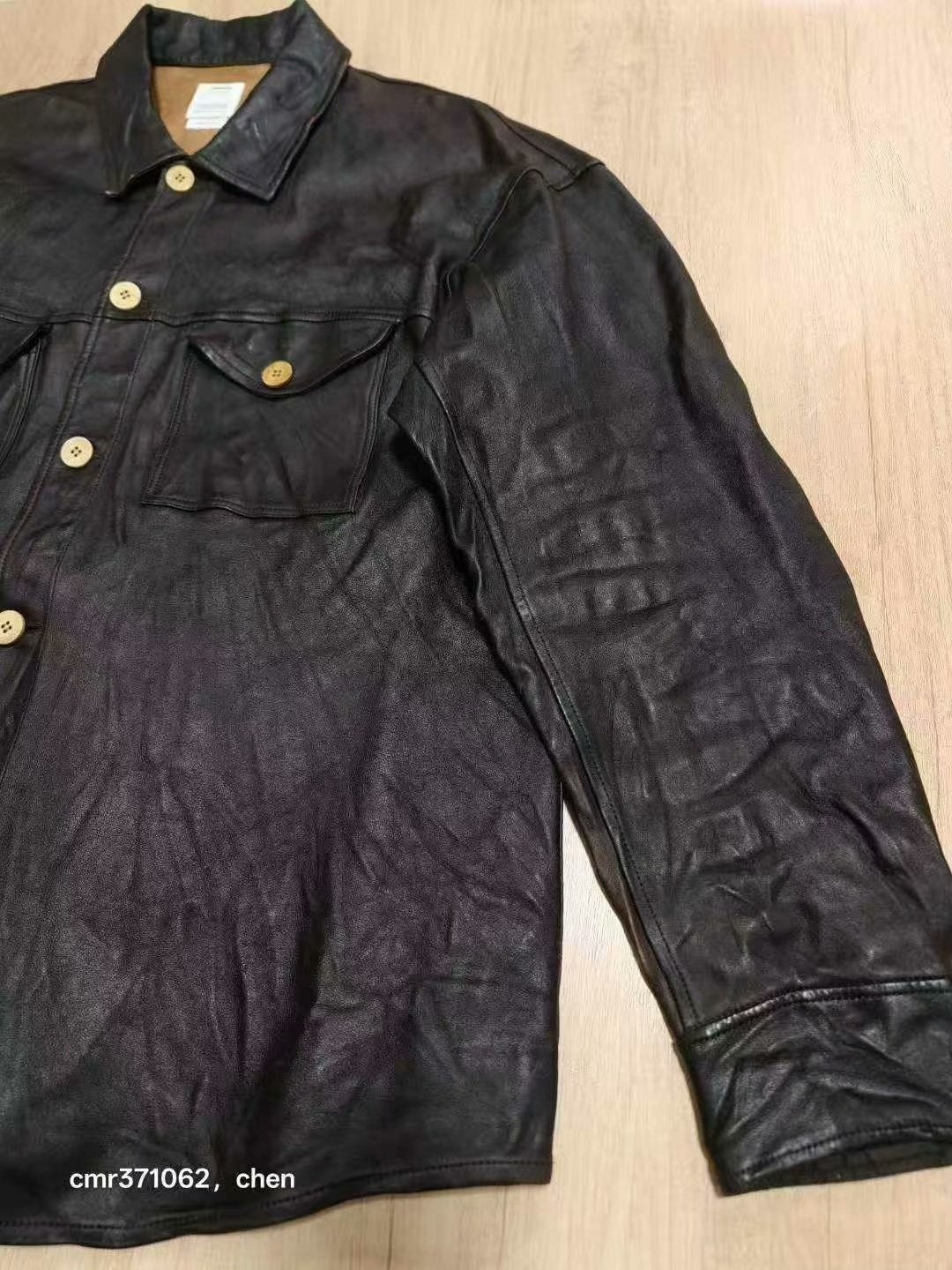 VISVIM 24AW Civilian Leather Shacket — detail
