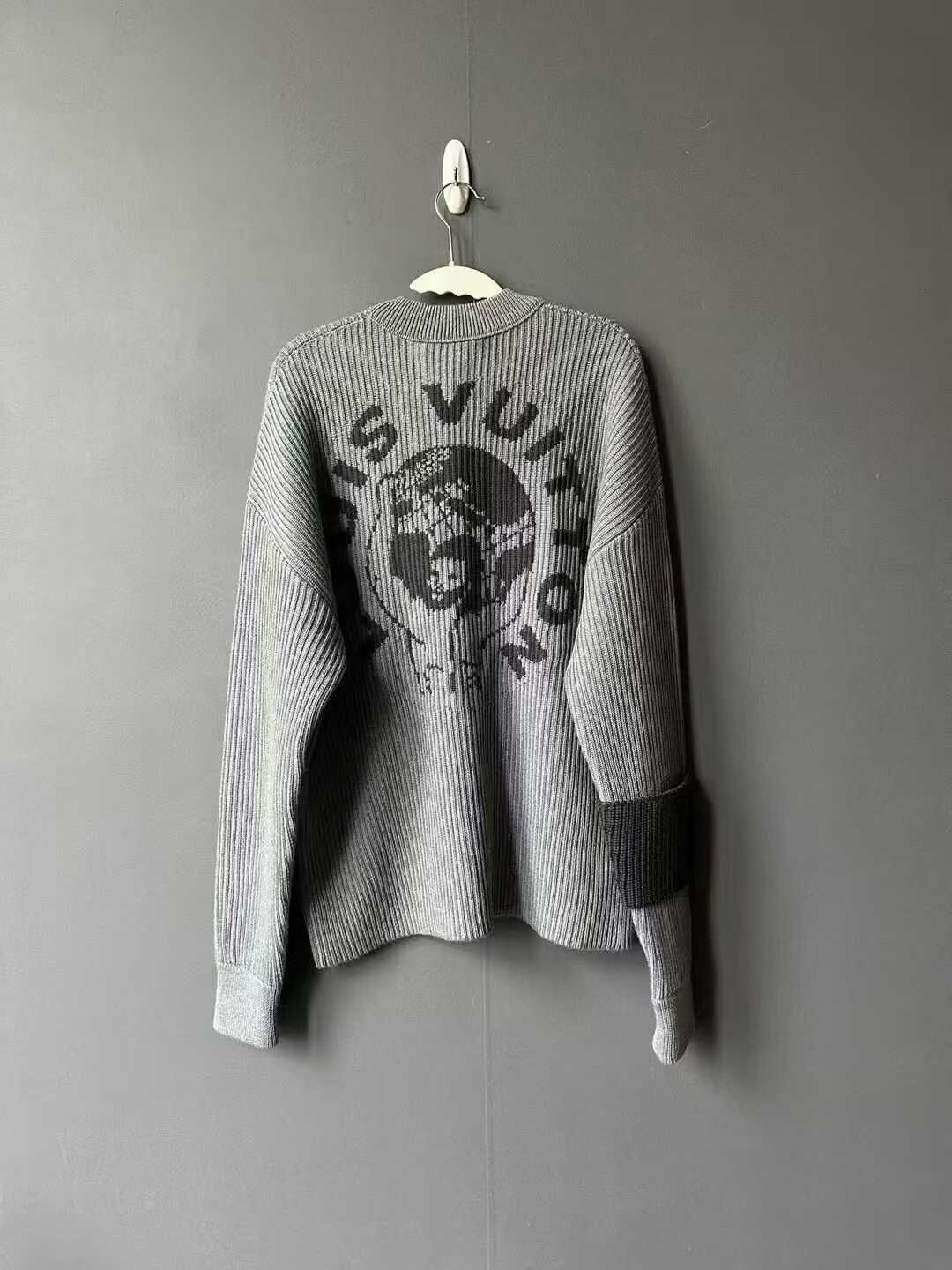 Louis Vuitton Earth Embroidery Gray Sweater