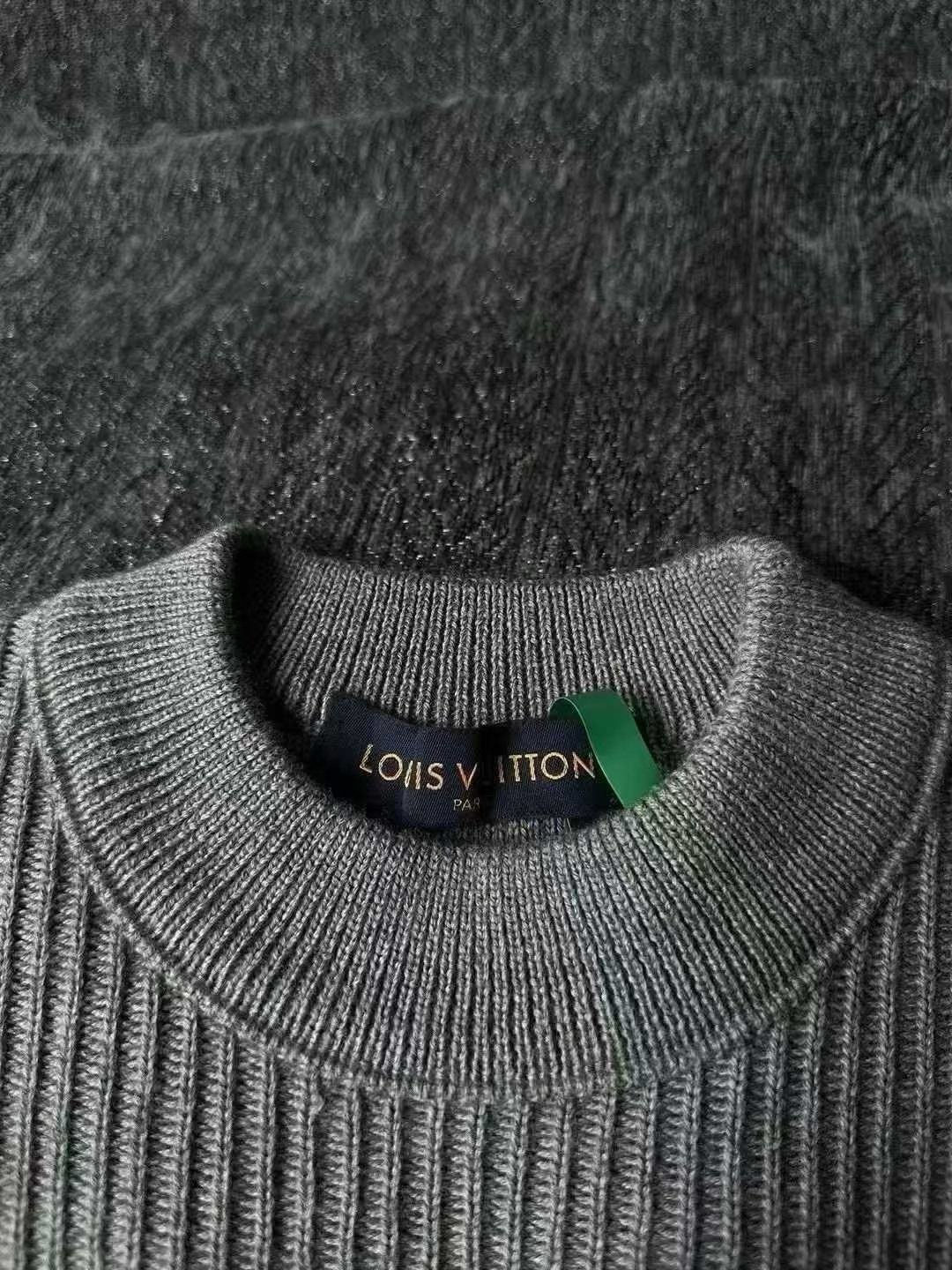 Louis Vuitton Earth Embroidery Gray Sweater — detail