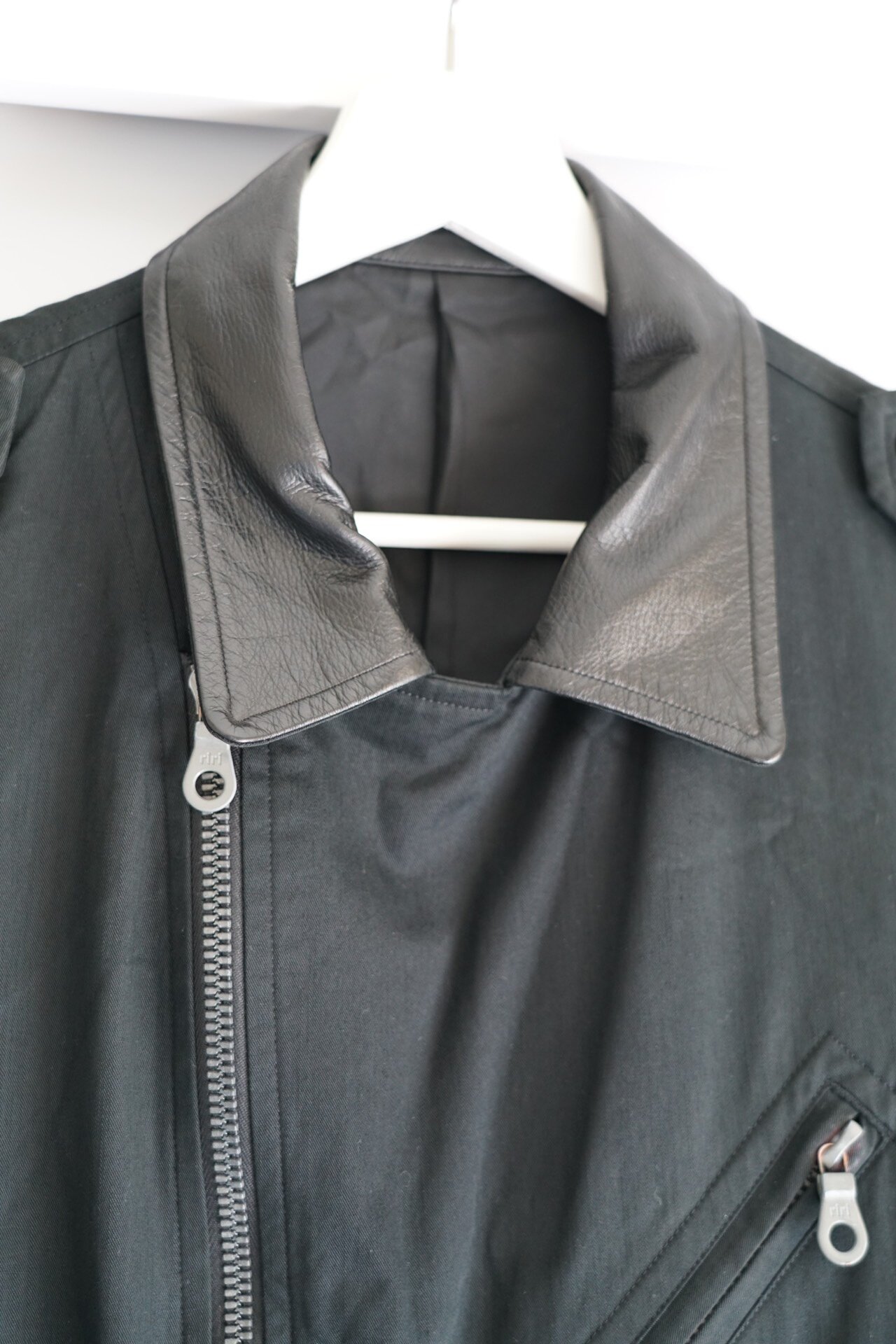 Yohji Yamamoto 02ss Leather Sleeve Zip Jacket — detail