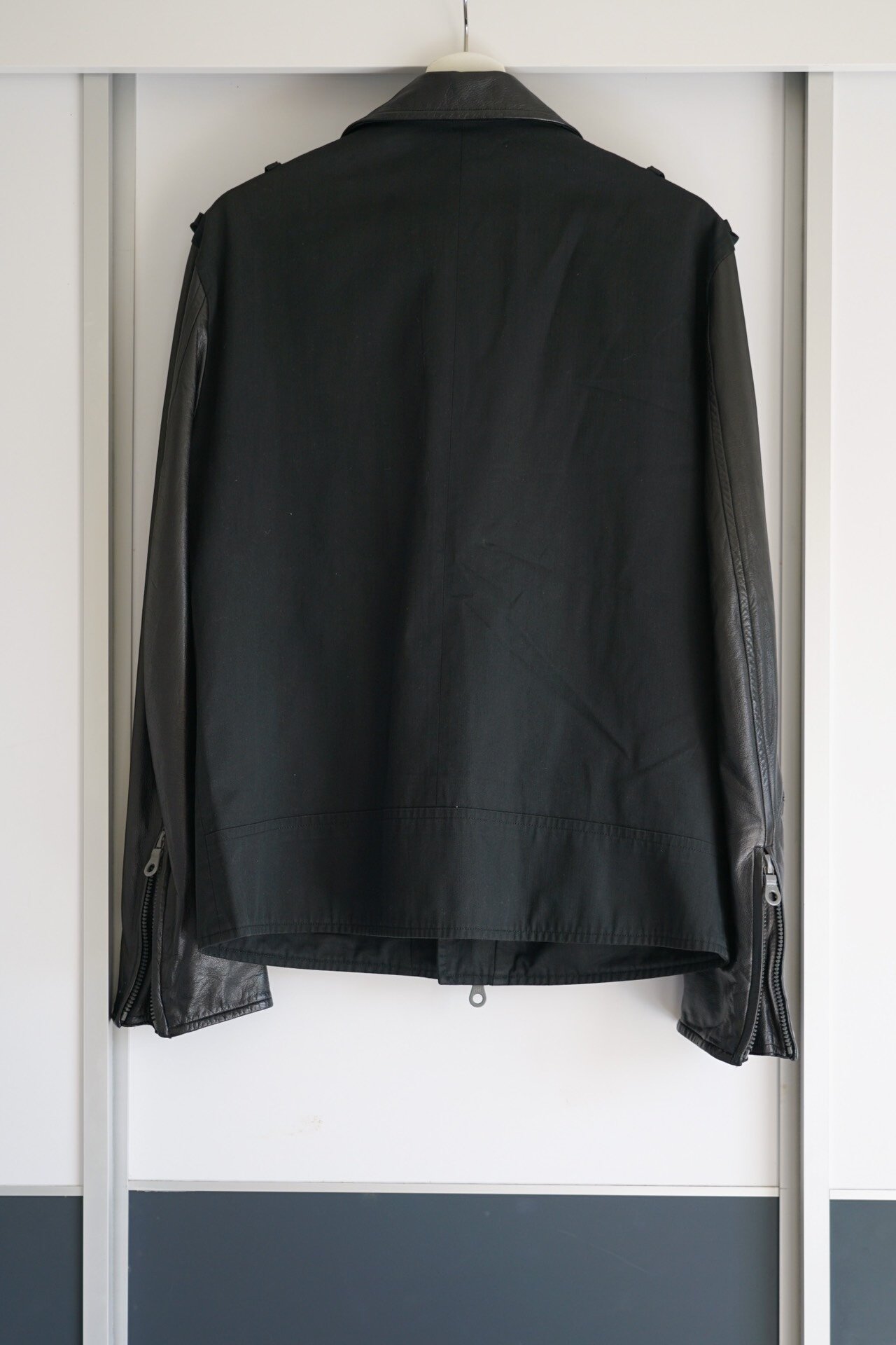 Yohji Yamamoto 02ss Leather Sleeve Zip Jacket — front