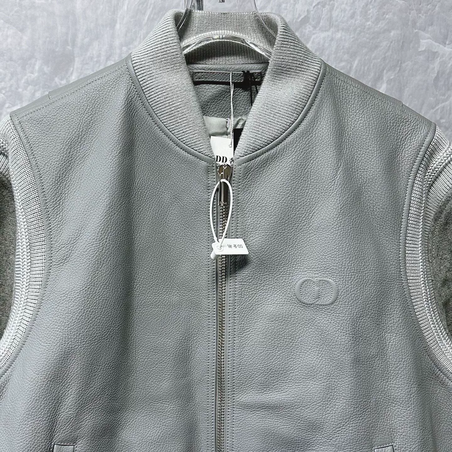 Dior SS25 Leather Embroidered Baseball Jacket — front