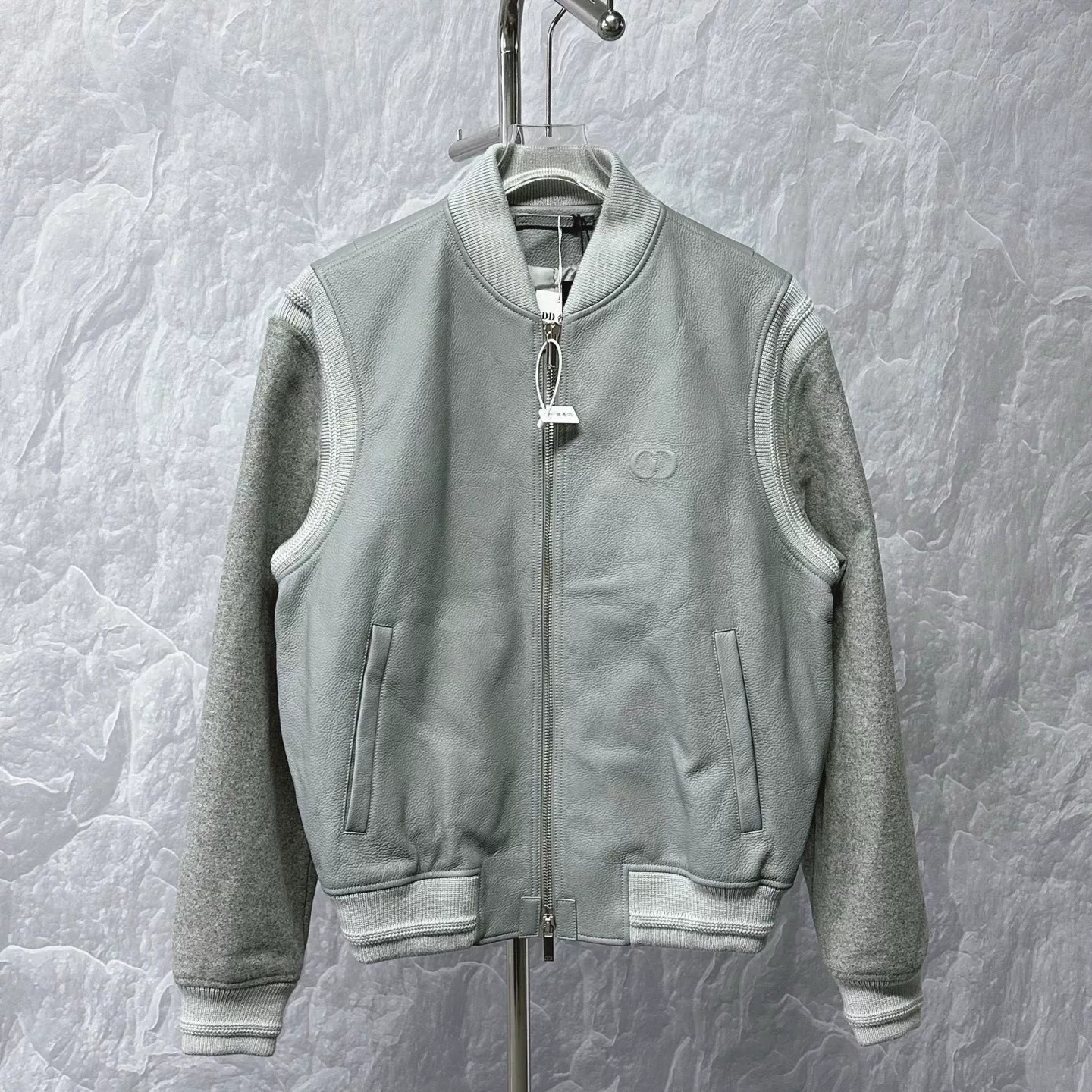 Dior SS25 Leather Embroidered Baseball Jacket