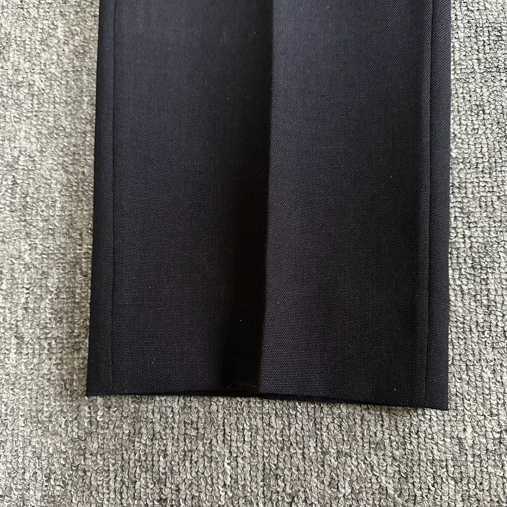 Thom Browne Dark Blue Gold Button Cropped Pants — front