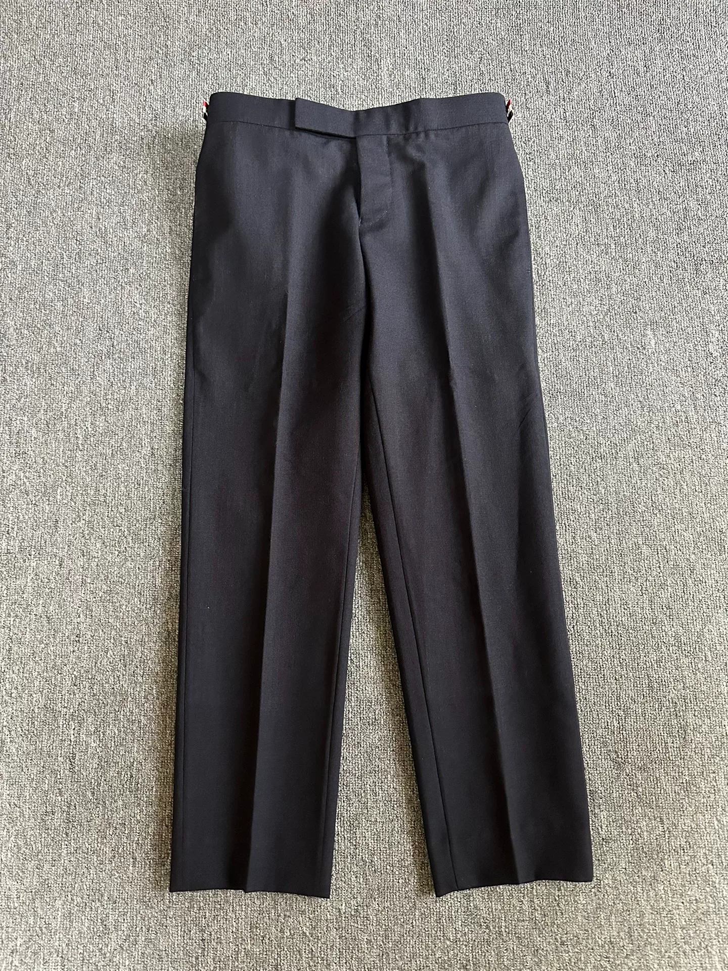 Thom Browne Dark Blue Gold Button Cropped Pants