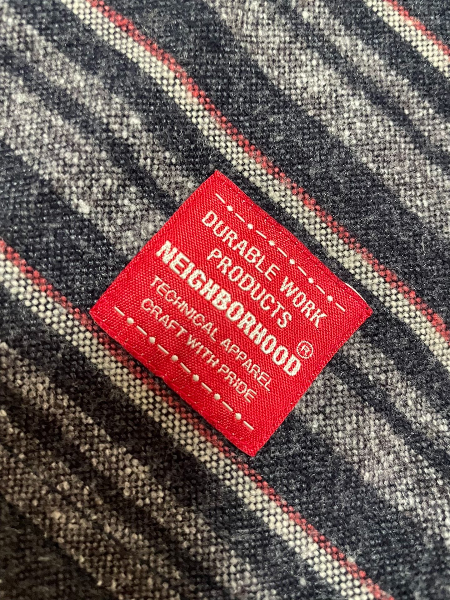 NEIGHBORHOOD MCKAY Striped Long Sleeve Shirt — label
