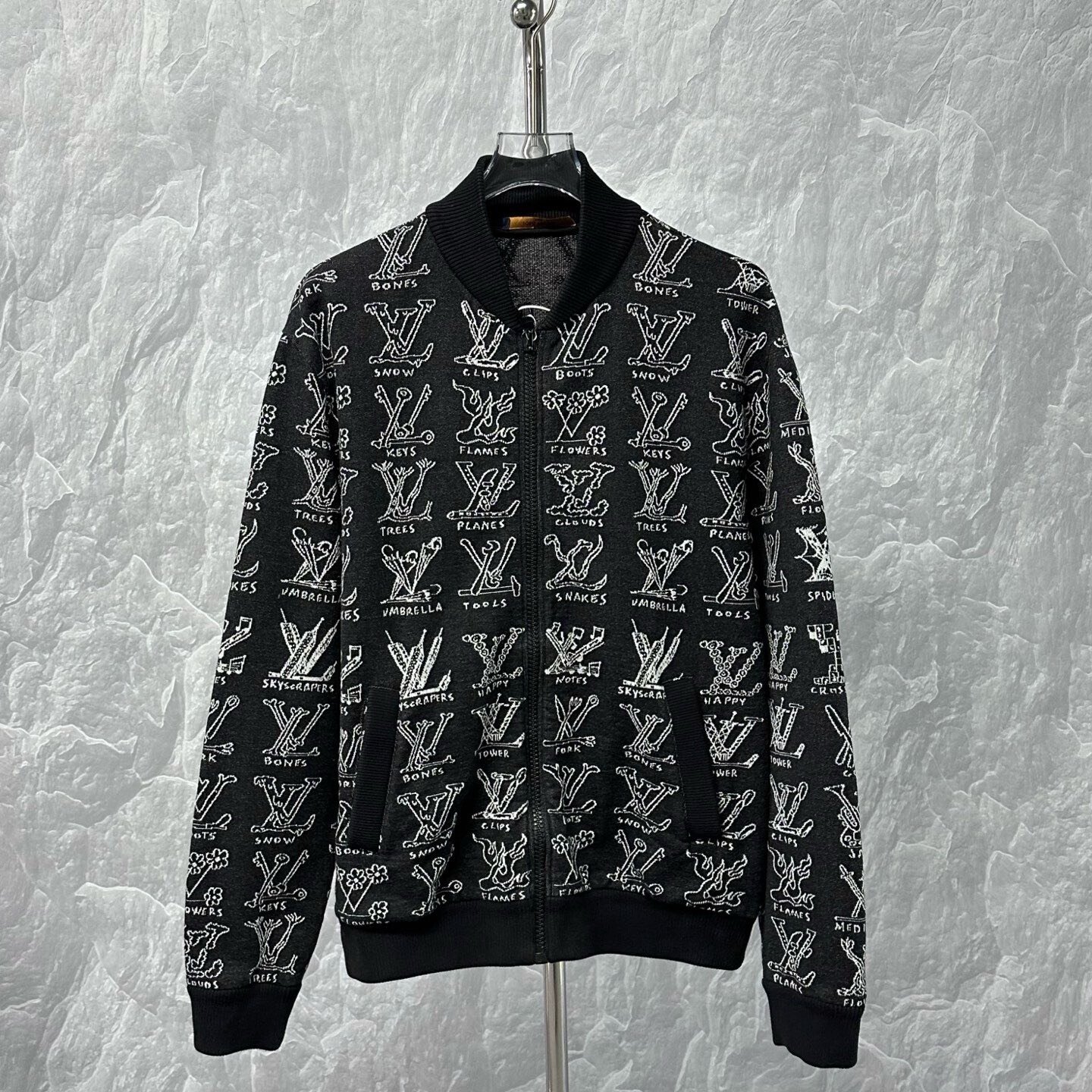 Louis Vuitton Logo Print Zip Jacket L