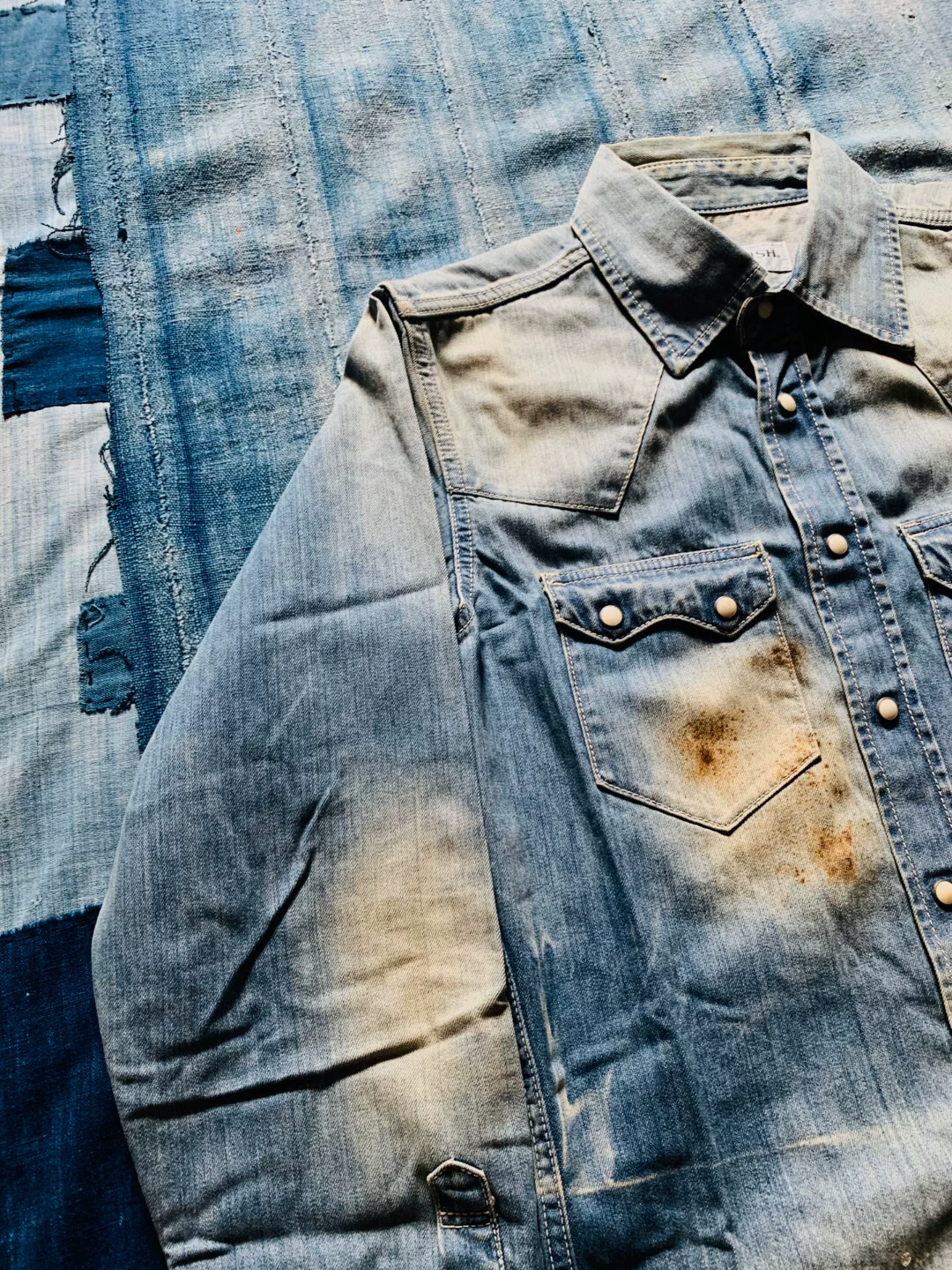 Vanquish FR2 Damaged Washed Western Shirt — detail