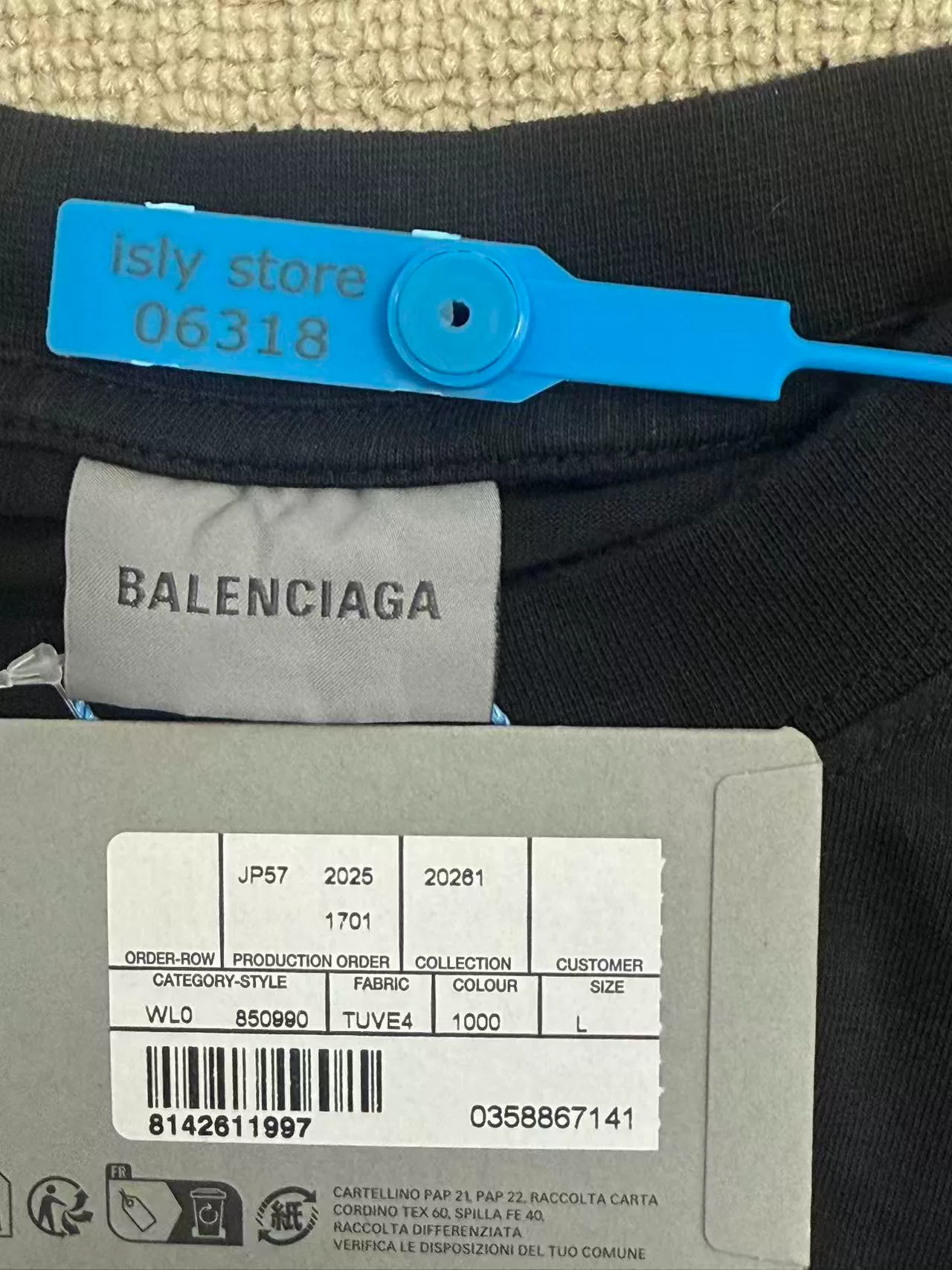 Balenciaga Black Gothic Print Short-Sleeve T-shirt — back