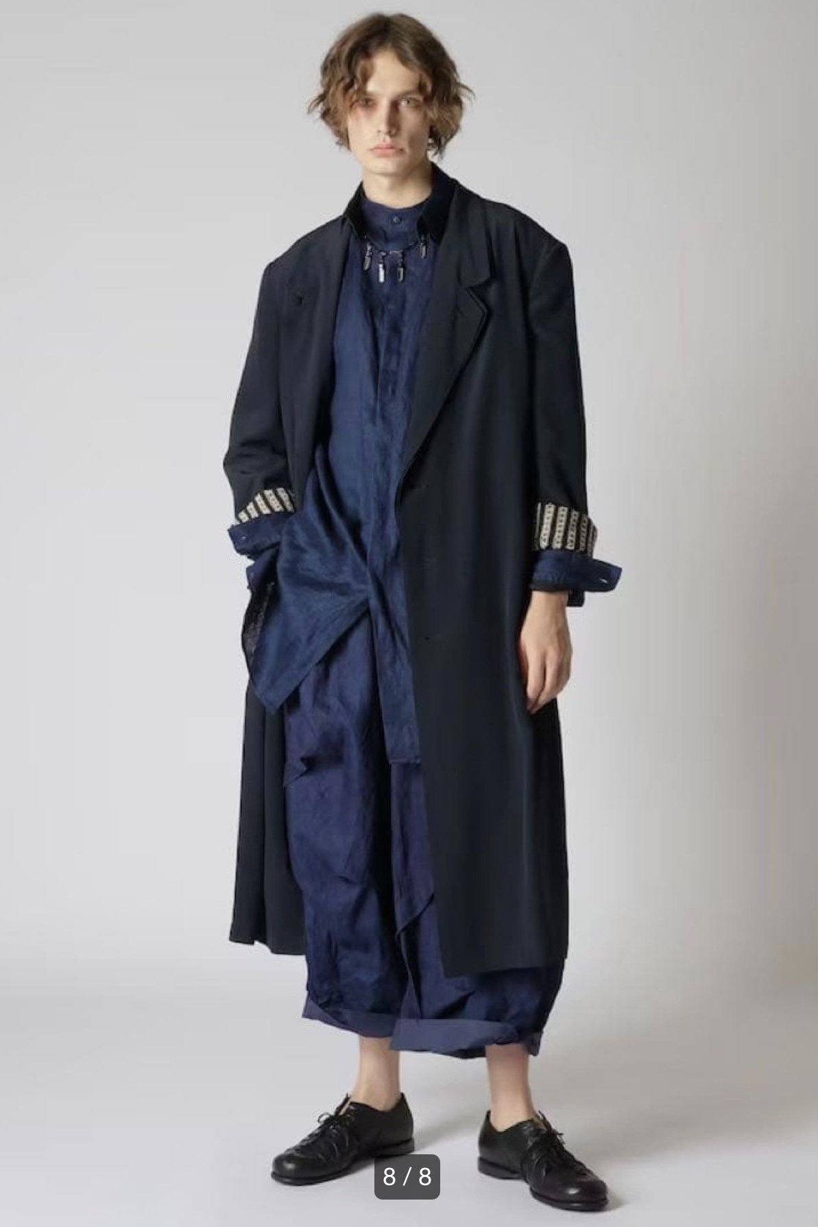 Yohji Yamamoto 23ss Indigo Linen Ruffled Pants — front