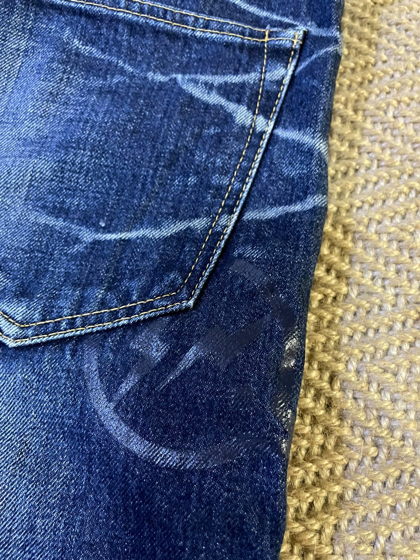 Denim by Vanquish & Fragment Cropped Jeans — label