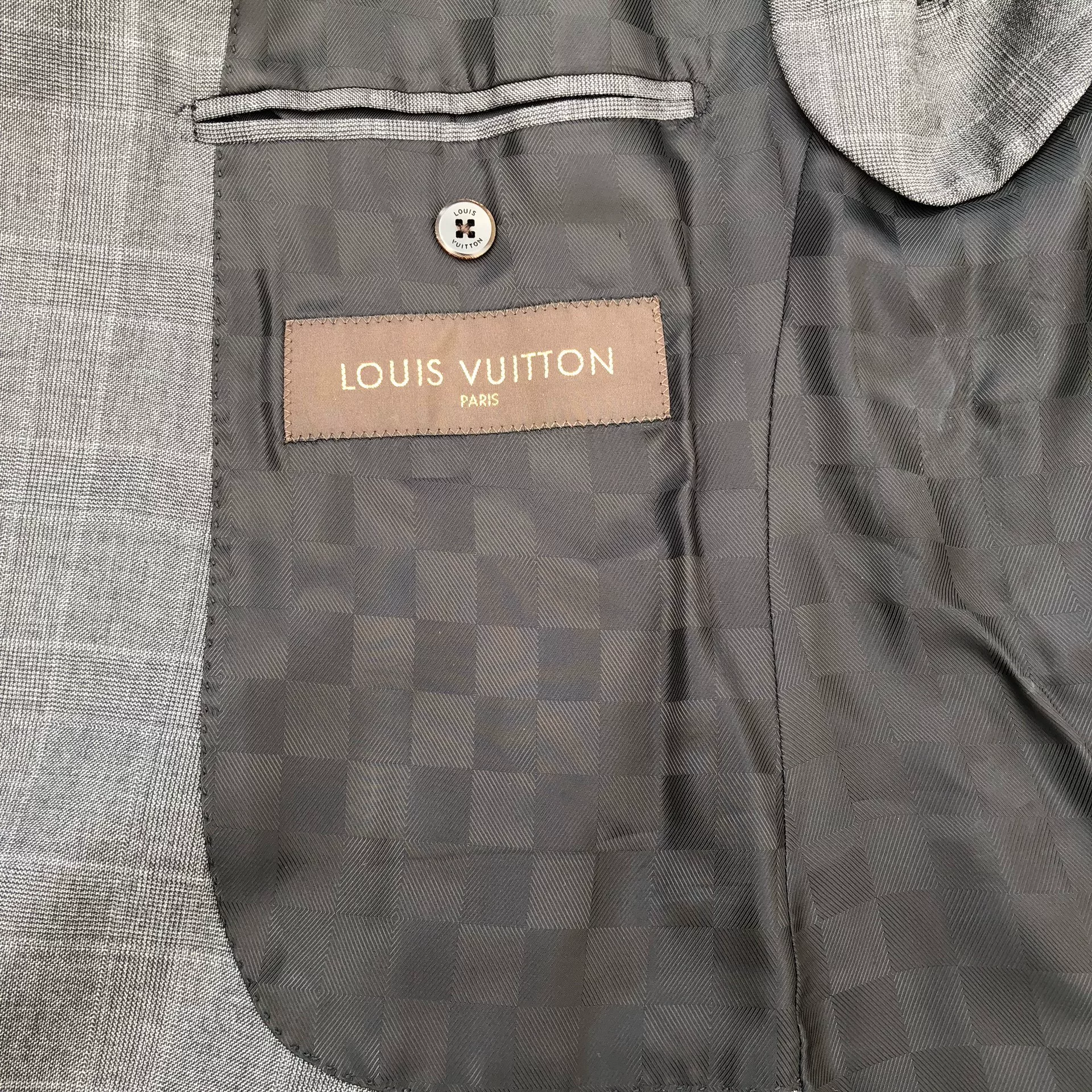 Louis Vuitton Double-Breasted Check Suit — back