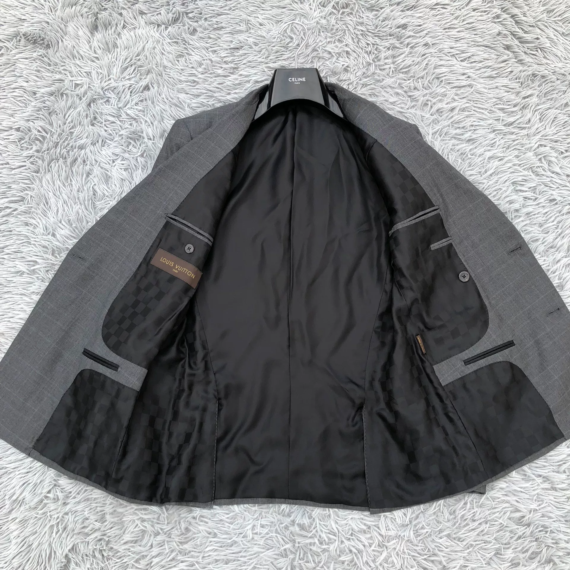 Louis Vuitton Double-Breasted Check Suit — detail
