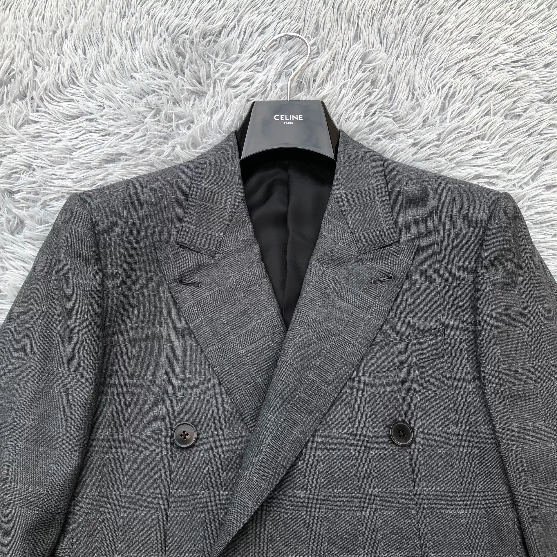 Louis Vuitton Double-Breasted Check Suit — front