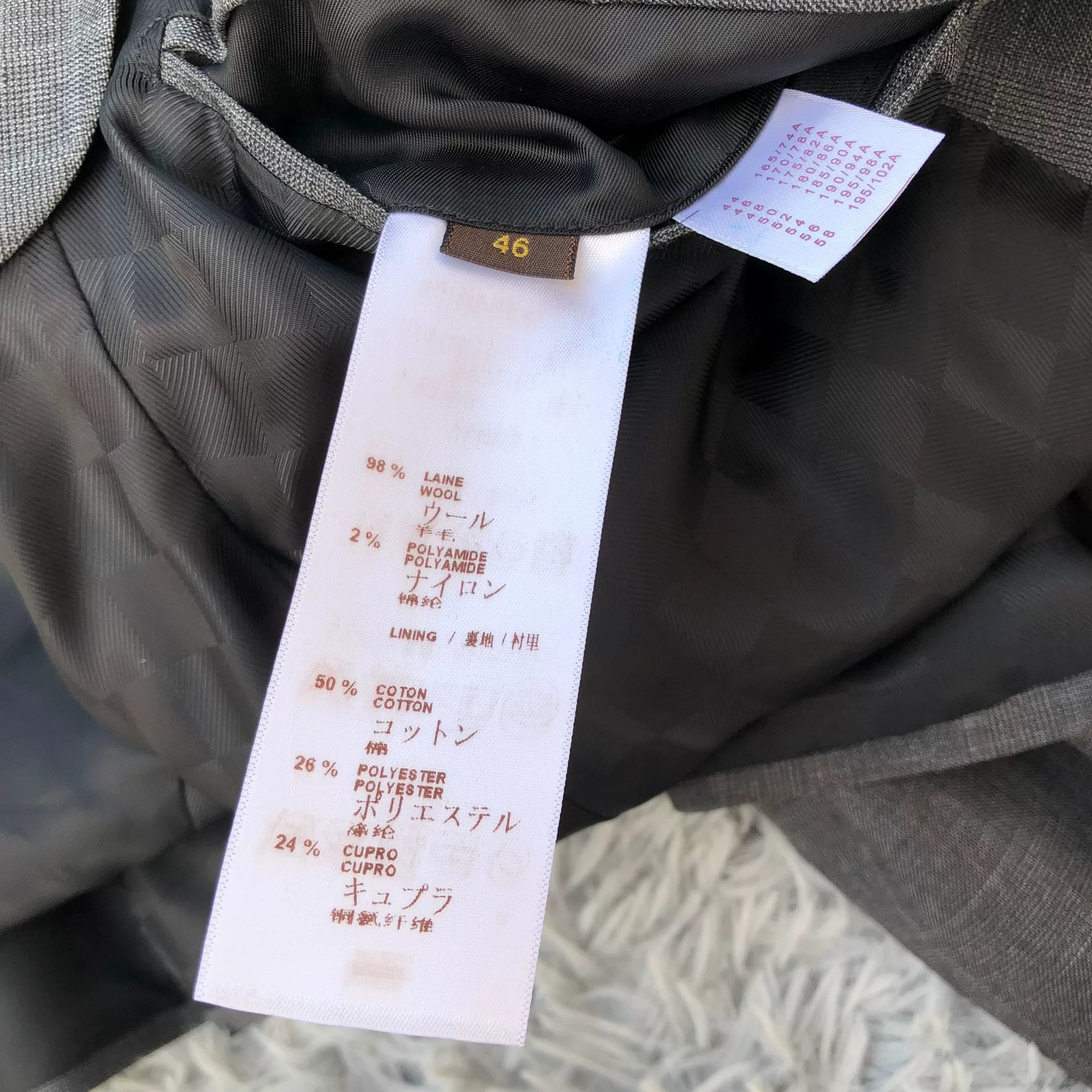 Louis Vuitton Double-Breasted Check Suit — label