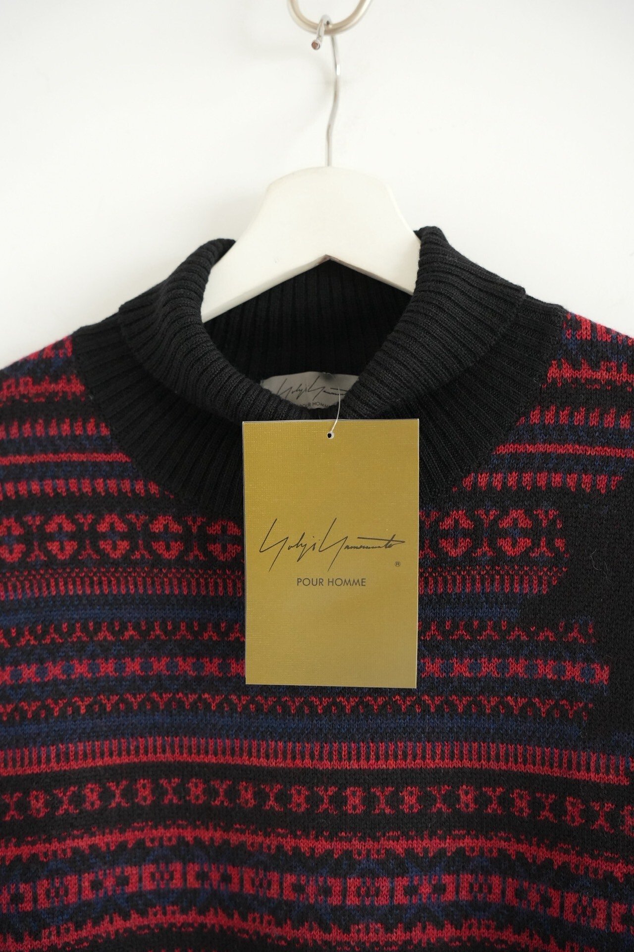 Yohji Yamamoto 24AW Black Red Stripe Turtleneck — detail